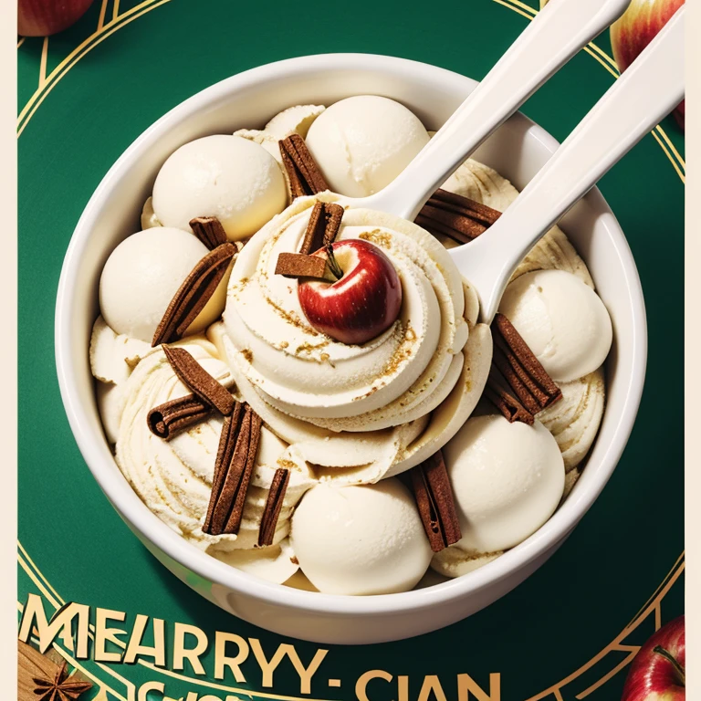 Apple Cinnamon，poster for，christmas， Italian gelato，high-class，delicious