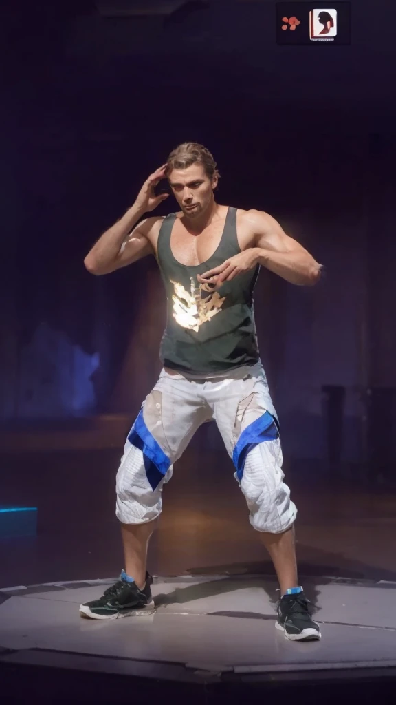 an impressive realistic photo of Justin Bieber performing on stage in baggy pants, toned physique, sweating, raining, warm day, photographed by bruce weber