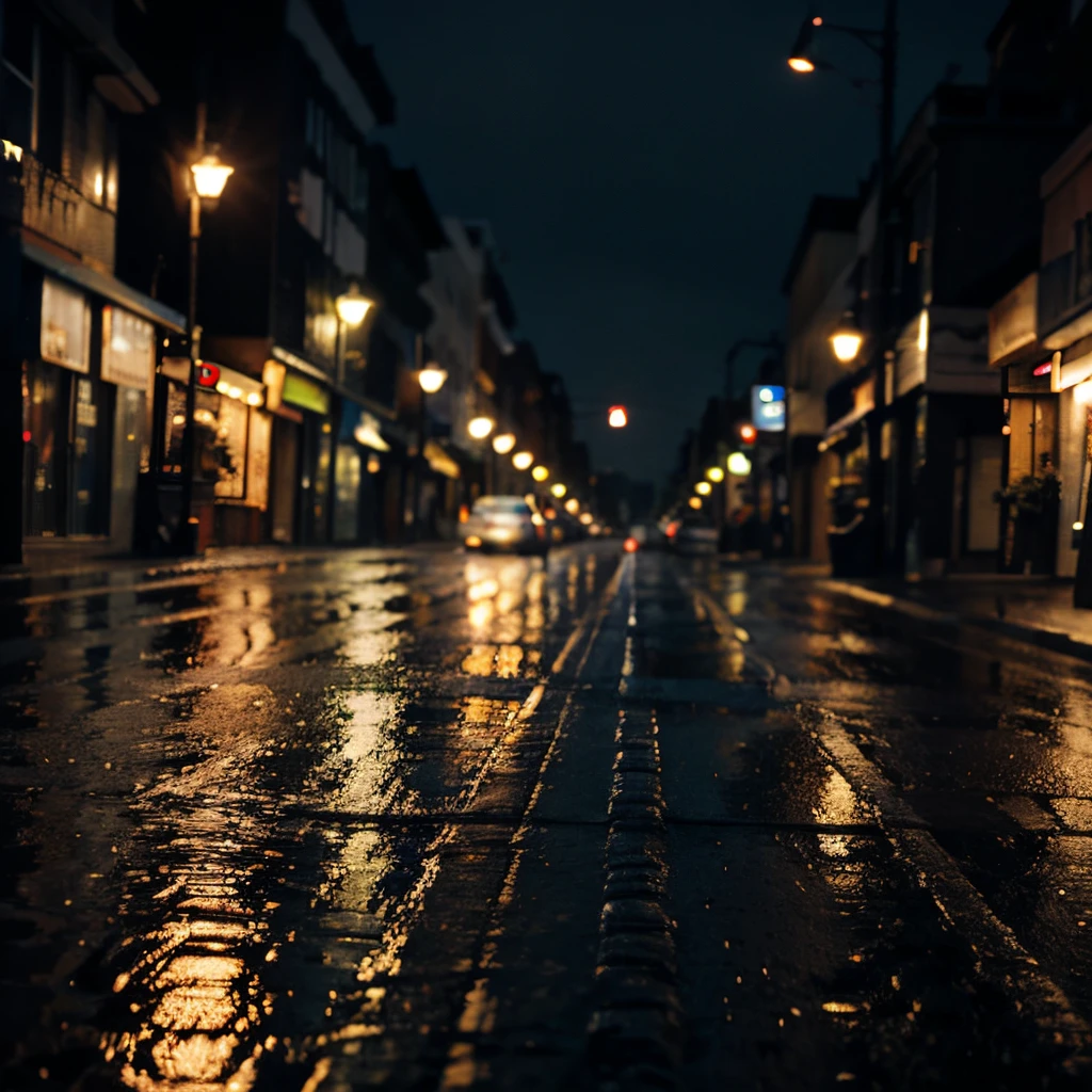 Realistic wet road night city
