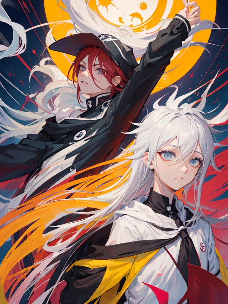 um homem ruivo de camisa preta e olhos azuis, cara bonito na arte jujutsu kaisen, Arte Digital por Danganronpa, Ken Kaneki, Demon Slayer rui fanart, dor de Naruto, por Kamagurka, por Kanbun Master, Nagito Komaeda de Danganronpa, por Shingei, detalhes finos. anime. tentacles