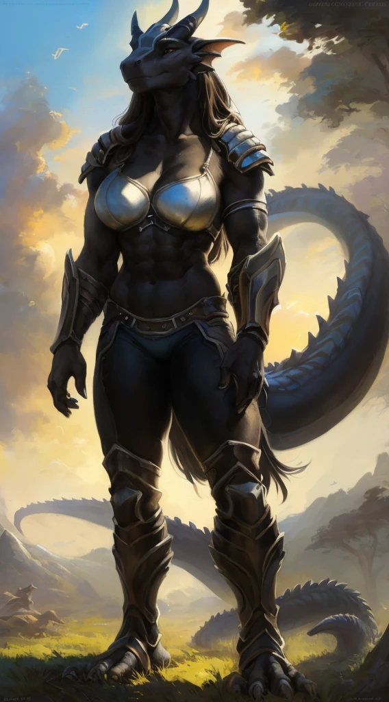 Dragon girl, big chest, day, sexy, sensual, detailed, uploaded to e621, beautiful and detailed portrait of an powerful anthropomorphic dragon ((female))) kenket, ross tran, ruan jia, uploaded to e621, zaush, foxovh, scalie, silver scalie, movie lighting, barbarian armor, standing, moon lights, open legs, long hair, muscular, large breats, bikini armor, paladin, Black scales, Necklace with crucifix, shiny scales, Tattoo on breasts
