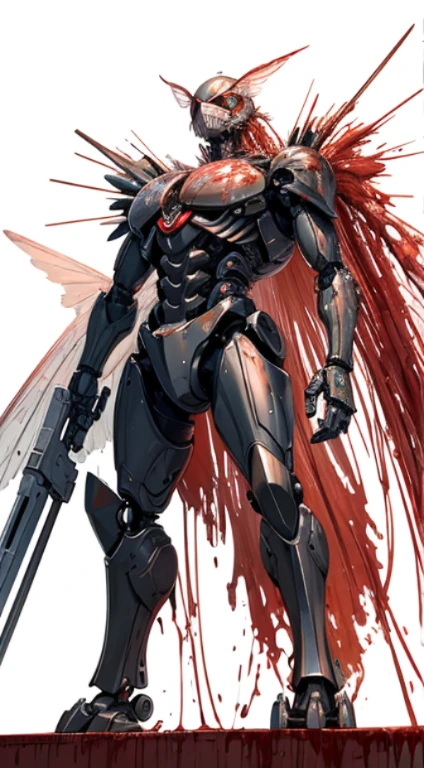 (masterpiece, best quality:1.2), full body, goth_punk, 1man, solo, chainsaw man ultimate form, long pointy horns, color white, wearing a cyber exoskeleton armor, roled up sleeves, long tongue, wearing gloves, splash ink, manga style