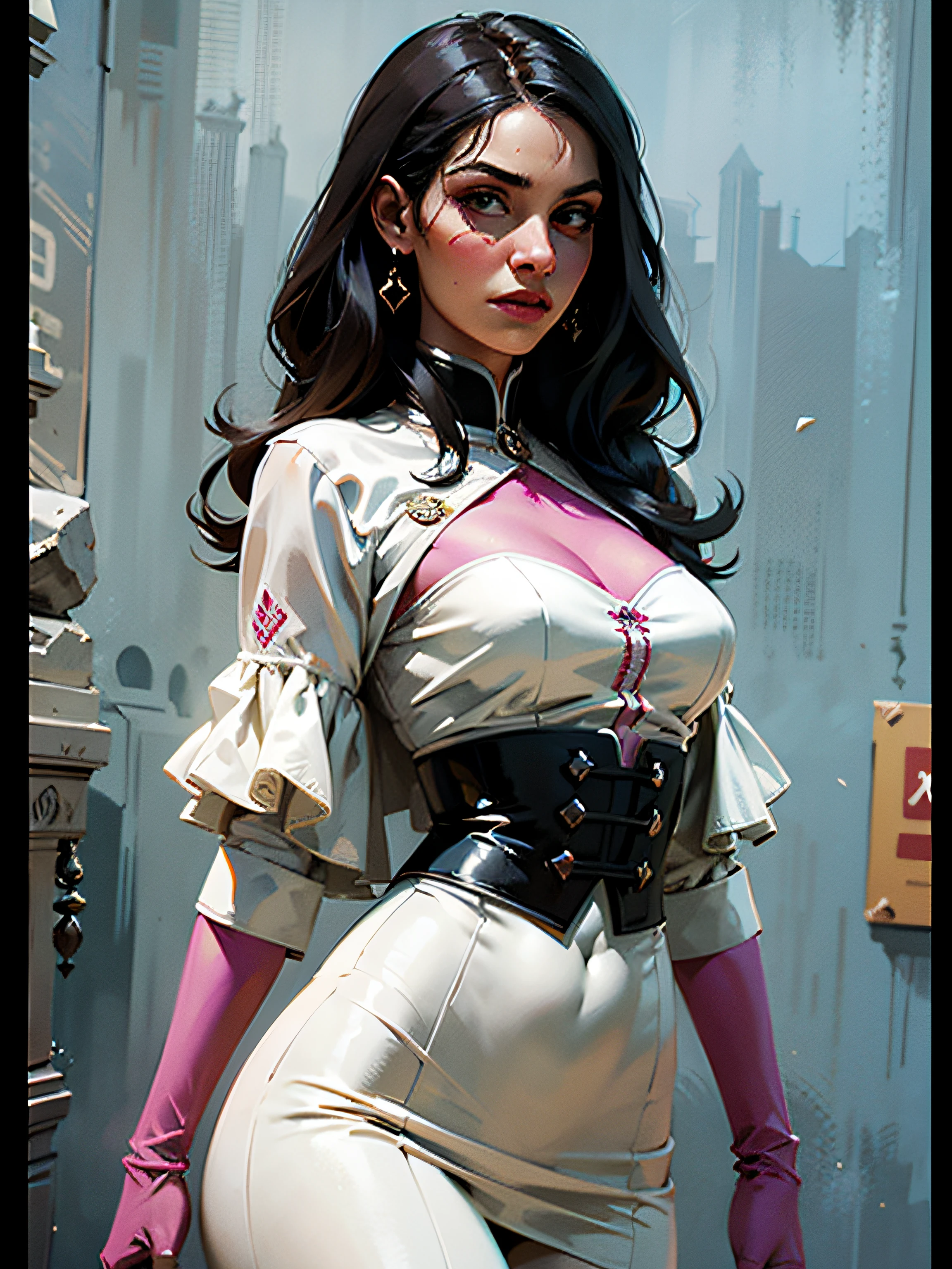 ((((melhor qualidade))),(((Ultra - Detalhado))),(((masterpiece))),illustration,(Magazine cover style illustration of a vibrant, mulher elegante vestida),Colocado em colorido、Action-packed background。Ela parece confiante,Segurando uma katana ,O texto da capa deve ser atraente,In addition to the magazine title and catchy headline。The overall style is modern and elegant,com foco em moda e lifestyle),O papel de parede,crowd of,Fashiona,Batons,Traching de raias,profundidade de campos,A rua,Public places,Dia 1 menina,solo,olhando para o espectador,Pele lisa,antipodeans,umbigo,Abdomen,Tatuagenid chest,Esquina,Publicamente,Vestidos,saia curta,Fresco,roupas escolares,jitome,Underbust,cabelo flutuante,Criado sexy,fine fabric emphasis, Dynamic Stance, negative space:0.35, realista:1.33,