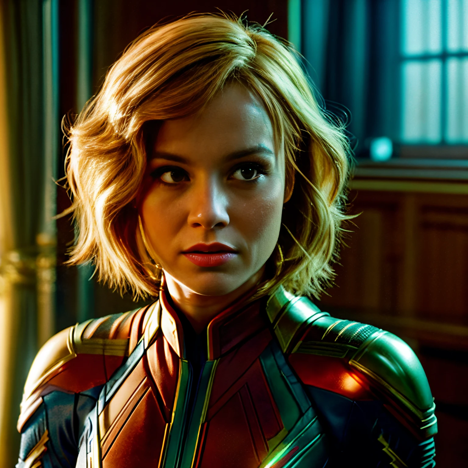ginger tabby cat in Captain Marvel