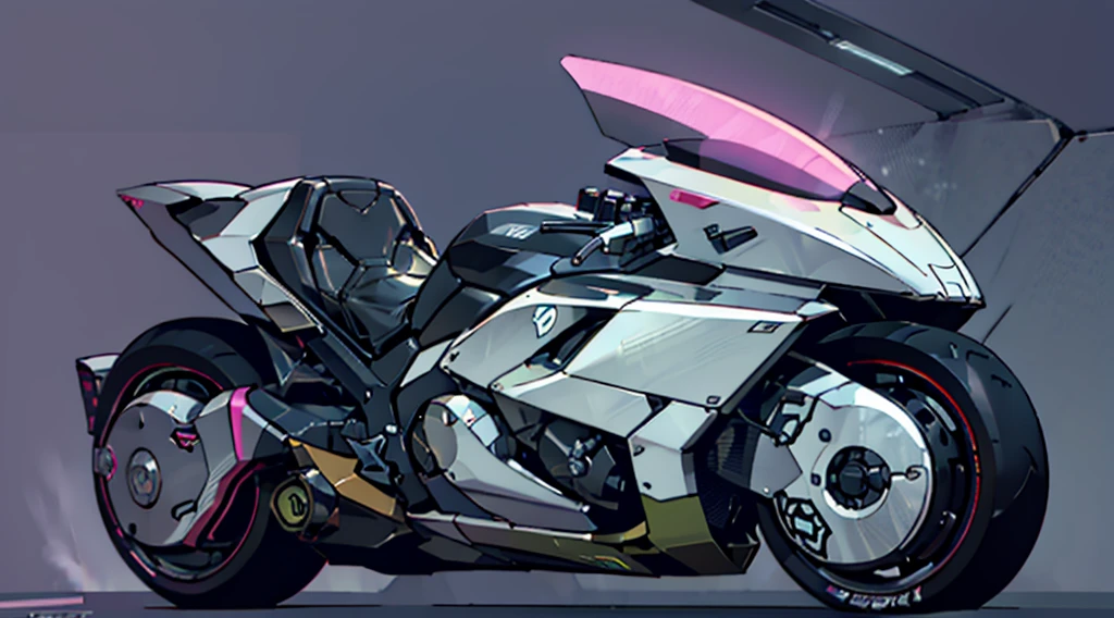 futuristic motorbike, 3D rendering, sleek design, metallic body, neon lights, aerodynamic shape, cutting-edge technology, advanced engine, innovative wheels, streamlined silhouette, reflective surface, high-speed capability, dynamic posture, powerful acceleration, adjustable handlebars, futuristic helmet, enclosed cockpit, augmented reality display, glowing insignia, cyberpunk style, vibrant colors, dramatic lighting