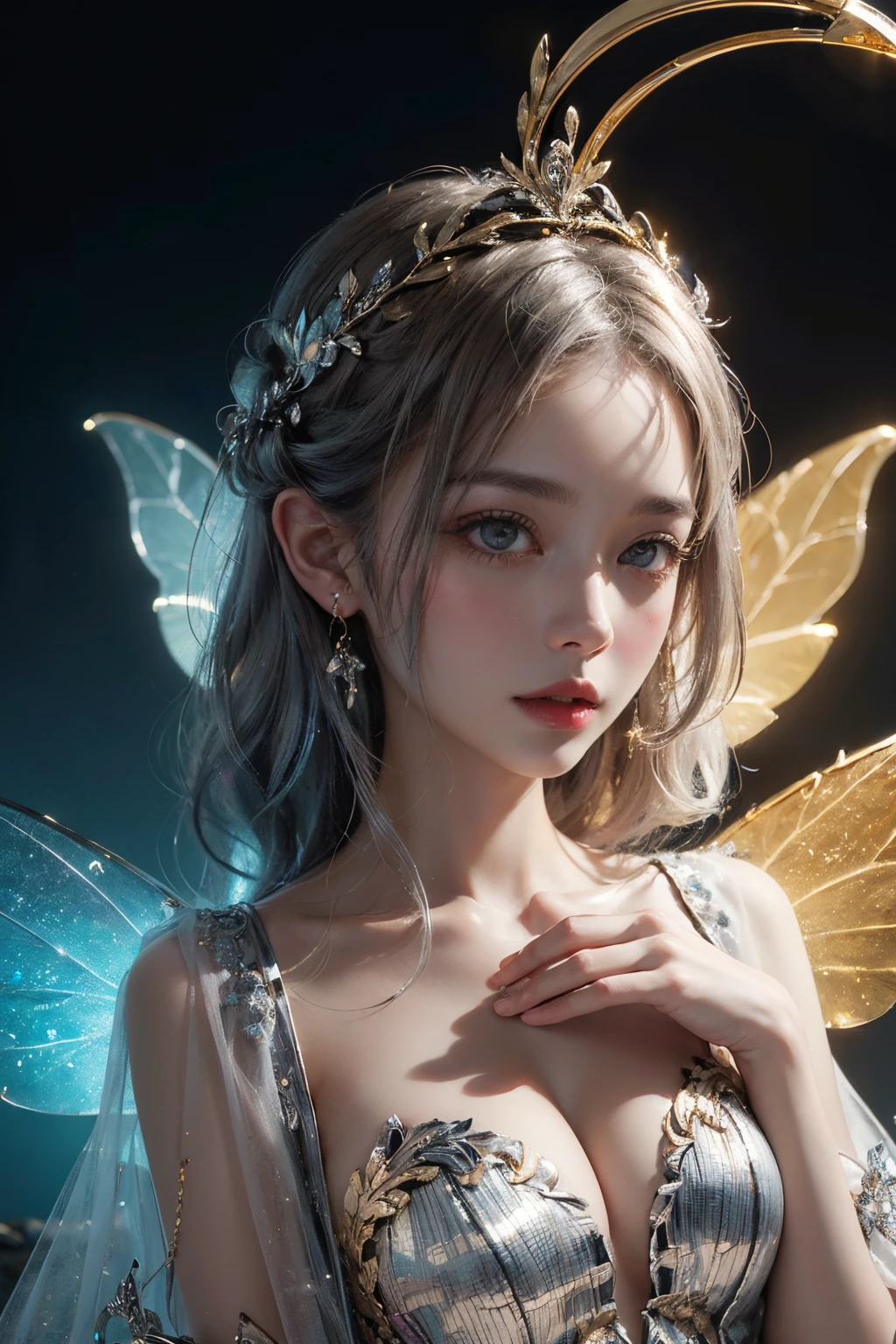 ((gold, silver, glimmer)), faerie, limited palette, contrast, phenomenal aesthetic, best quality, sumptuous artwork