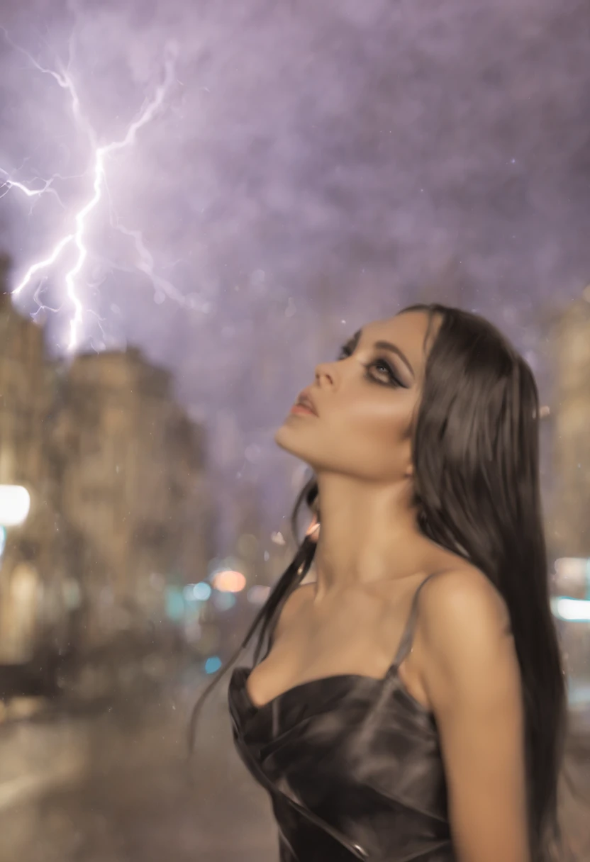 Gothic black girl - Rowley floating in the city with lightning,Gothloli albino girl floating in the city with one hand,Mulher no vestido preto com cabelo vermelho e preto, Gothic maiden girl, menina no vestido preto, 1 menina de 7 anos,old goth girl, an elegant gothic princess, Arte no estilo de Guweiz, No estilo de arte de Bowater, dreamy gothic girl, 8k arte detalhada de alta qualidade, gothic art style, wearing a gothic dress,fechamento,wearing underwear,olhos vermelhos,olhando para baixo,cabelos brancos,vento,head tilt,cabelos brancos, cabelos prateados, cabelos longos, franja contundente, Cabelos lisos, cabelo grande, cabelos expressivos, (Olhos vermelhos que brilham intensamente:1.8), Olhos para baixo, (olhos vermelhos:1.5),Seios pequenos,Perna fina,louco, desiludido,Tiros largos,Wide angles,Tiro lateral,3 view,,(Close up retrato de uma pessoa em um vestido preto voa sobre a cidade:1.7),Pessoas fugindo das ruas movimentadas de uma cidade repleta de lojas々, rua movimentada, Rua lotada de gente, fotografia da rua da cidade, japanese downtown, Traditional cities in Japan, ruas movimentadas,paisagem urbana movimentada, cidade movimentada, lotado de pessoas, Ruas movimentadas na lua, ruas lotadas, Shutterstock, Movimentadas ruas de cidades pequenas,mau tempo、A large number of purple lightning bolts shot out from the girl&#39;s hands and struck the city,Dark clouds cover the city pierced by clouds of lightning, lightning clouds, Atmospheric lightning, Pink Lightning, with thunderstorms, Dark storm with lightning, Dramatic purple lightning, Lightning in the sky, contrast lightning, thunderstorm in the sky, lightning in the background, with lightning bolts, Tempo tempestuoso com raios, Top volumetric lighting,Efeito de usar aura roxa,(Control a large number of beams with open arms:1.4),Destroy the city with a girl&#39;s lightning attack,Chamado nariz,Lightning effect on both hands,Numerosas bolas brilhando em roxo