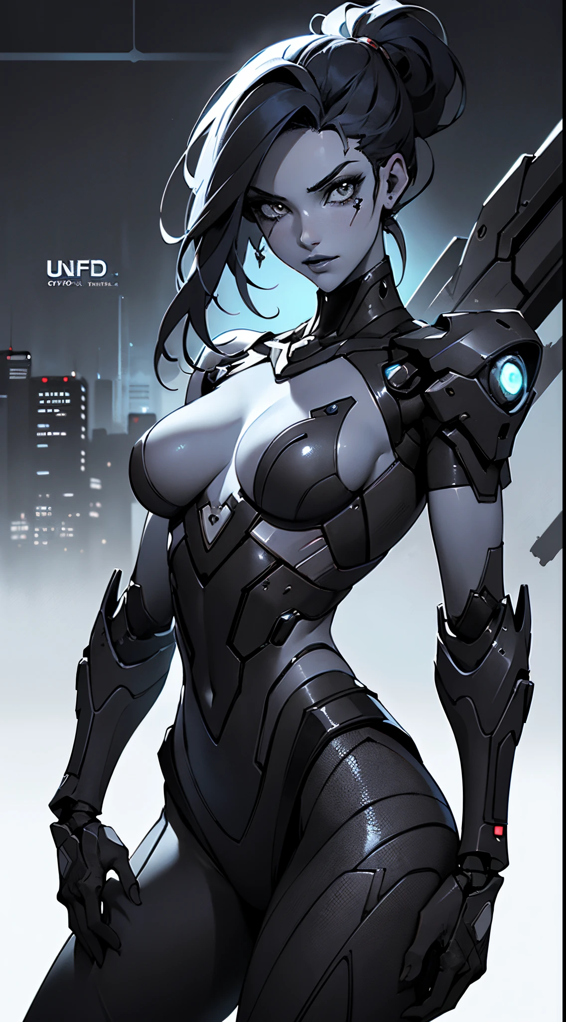 , arte de anime cyberpunk, girl in mecha cyber armor, Perfecto anime cyborg mujer,(desde un lado:1.2),Shy expression,Mano en el cabello,disfraz de cyborg detallado, fondo,fondo blanco,Estilo de esquema,comiс style,Estilo manga,tinta,blanco y negro,(Vibrante, Foto realista, realista, dramatic, oscuro, foco nítido, 8k),,motor irreal:1.4,UHD,La mejor calidad:1.4, fotorrealista:1.4, textura de la piel:1.4, obra maestra:1.8,obra-prima, mejor calidad,（Beautiful and detailed eye description:1.4）,(fondo ciudad Tokio cyberpunkAI apocalyptic colors:1.4),(piel real: 1.3),