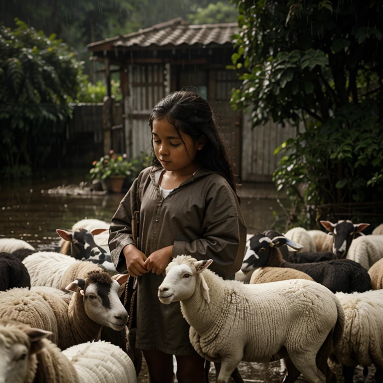 Guatemalan girl herding sheep