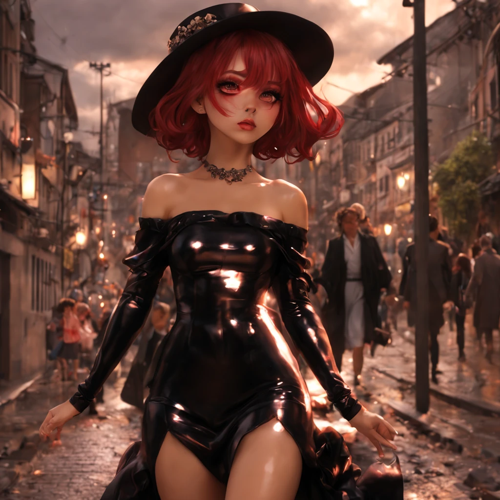 Gothic black girl - Rowley floating in the city with lightning,Gothloli albino girl floating in the city with one hand,Mulher no vestido preto com cabelo vermelho e preto, Gothic maiden girl, no vestido preto, 1 meninaoth girl, an elegant gothic princess, Arte no estilo de Guweiz, No estilo de arte de Bowater, dreamy gothic girl, 8k arte detalhada de alta qualidade, gothic art style, wearing a gothic dress,fechamento,wearing underwear,olhos vermelhos,olhando para baixo,cabelos brancos,vento,head tilt,cabelos brancos, cabelos prateados, cabelos longos, franja contundente, Cabelos lisos, cabelo grande, cabelos expressivos, (Olhos vermelhos que brilham intensamente:1.8), Olhos para baixo, (olhos vermelhos:1.5),Seios pequenos,Perna fina,louco, desiludido,Tiros largos,Wide angles,Tiro lateral,3 view,,(Close up retrato de uma pessoa em um vestido preto voa sobre a cidade:1.7),Pessoas fugindo das ruas movimentadas de uma cidade repleta de lojas々, rua movimentada, Rua lotada de gente, fotografia da rua da cidade, japanese downtown, Traditional cities in Japan, ruas movimentadas,paisagem urbana movimentada, cidade movimentada, lotado de pessoas, Ruas movimentadas na lua, ruas lotadas, Shutterstock, Movimentadas ruas de cidades pequenas,mau tempo、A large number of purple lightning bolts shot out from the girl's hands and struck the city,Dark clouds cover the city pierced by clouds of lightning, lightning clouds, Atmospheric lightning, Pink Lightning, with thunderstorms, Dark storm with lightning, Dramatic purple lightning, Lightning in the sky, contrast lightning, thunderstorm in the sky, lightning in the background, with lightning bolts, Tempo tempestuoso com raios, Top volumetric lighting,Efeito de usar aura roxa,(Control a large number of beams with open arms:1.4),Destroy the city with a girl's lightning attack,Chamado nariz,Lightning effect on both hands,Numerosas bolas brilhando em roxo