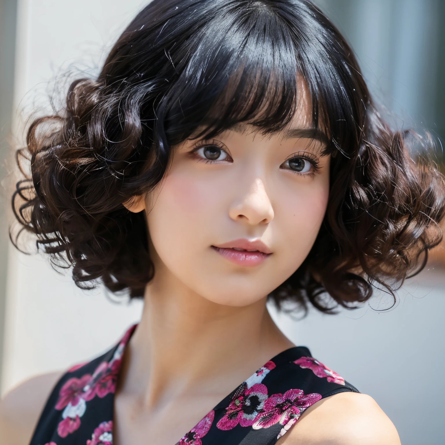 japanes black hair shorthair perm