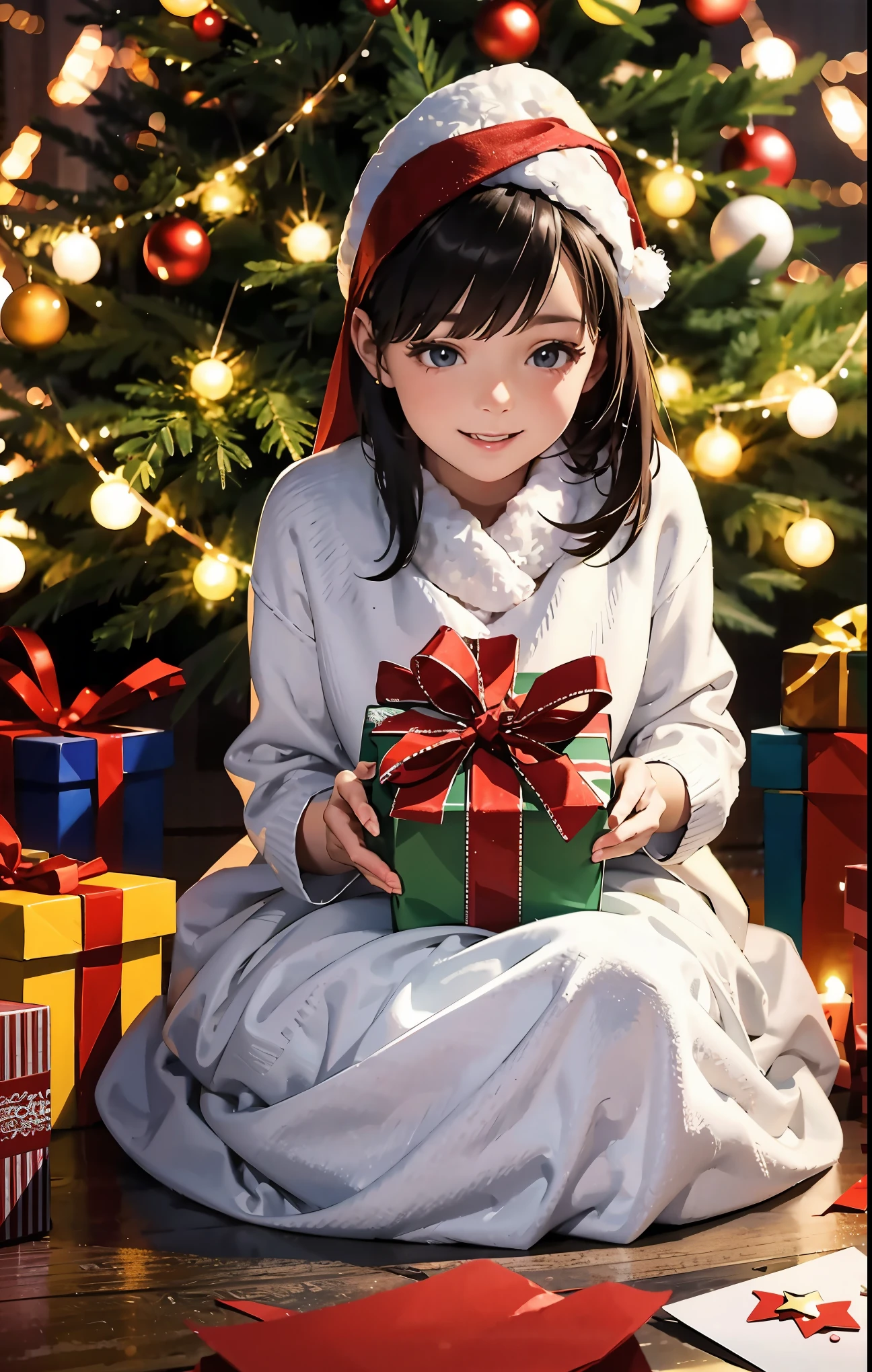 (best quality,4k,8k,highres,masterpiece:1.2),ultra-detailed,realistic,gifts,table,Christmas tree,decorations,wrapping ,bows,ribbon,presents,holiday spirit,vibrant colors,warm lighting,cozy atmosphere,toys,cards,candles,snowflakes,joyful,celebration,exquisite details,exciting surprises,shiny ornaments,sparkling tinsel,beautifully wrapped,excited children,anticipation,festive mood,magical ambiance,delightful moment,wonderful memories,family gathering,cheerful faces,Christmas magic,extravagant,abundance of presents,HDR,UHD,studio lighting,ultra-fine painting,sharp focus,physically-based rendering,professional,vivid colors,bokeh.