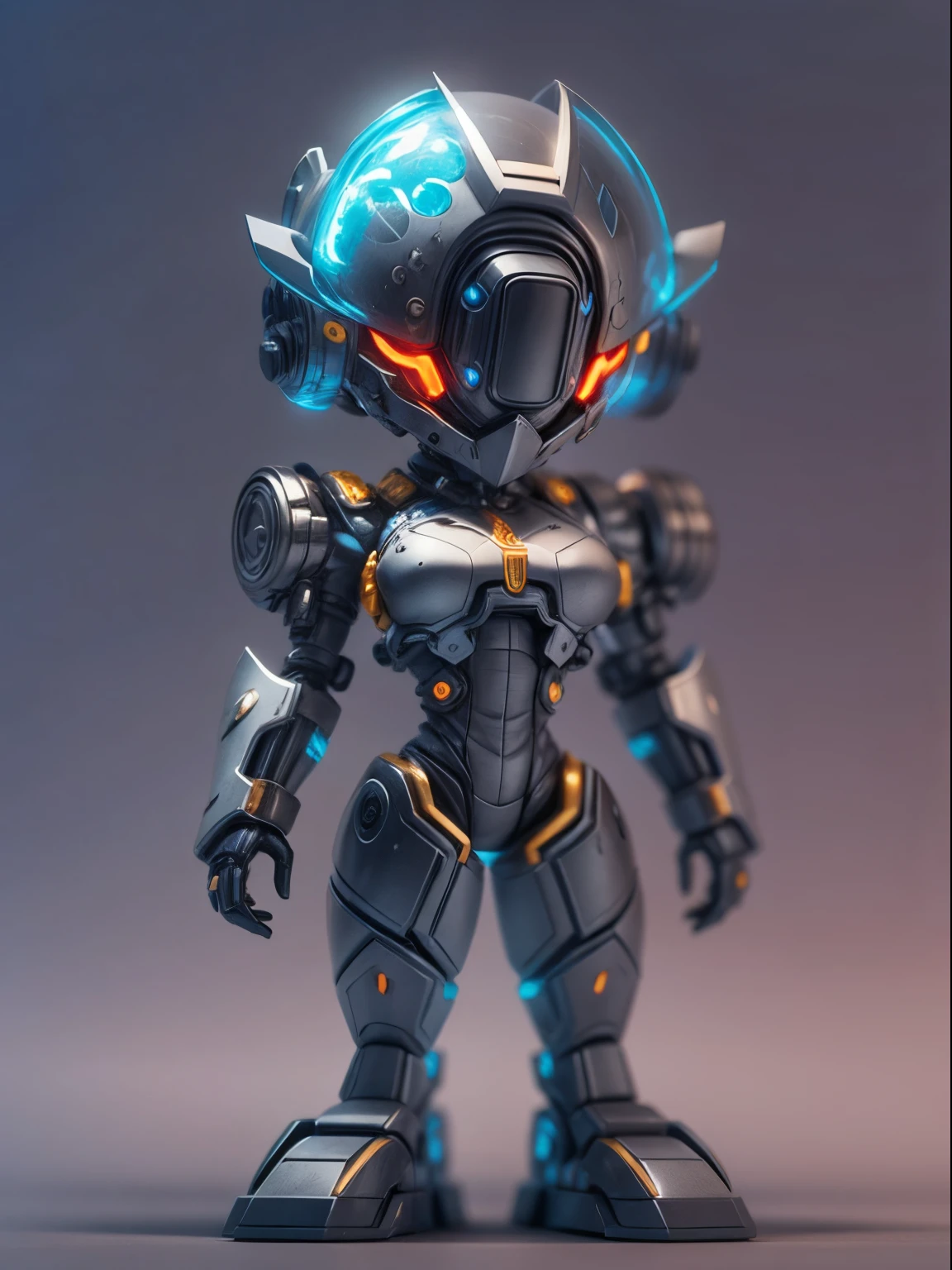 (Blind box toy style:1.2), (Full body shot) , 1 cute strong metal mage, Metal mech,Metal opaque helmet, cyber punk perssonage, dreamy glow, Clean, Black draft,red and blue style, ( Global illumination, Ray traching, hdr, unreal render,reasonable design, high detal, Masterpiece, Best quality, hyper HD, Cinematic lighting)(salama),(Rich posture shapes)