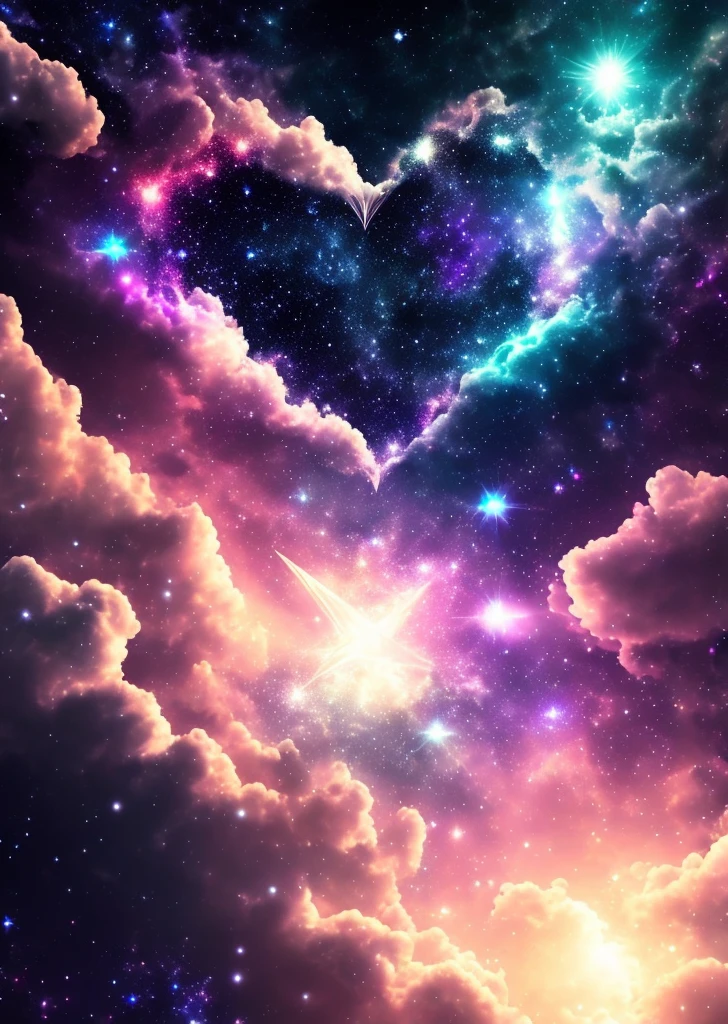 It's like a dream, galaxias, outerspace, Starcloud, As estrelas, [cyber punk perssonage] star heart. (As estrelas:1.5),Show all pictures photo quality,HD without impurities