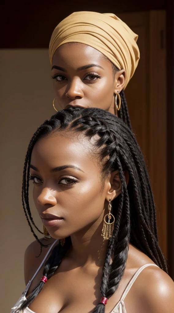 head shot photo of Jumana Price, African sexy woman, light skinned, long braided hairstyle
