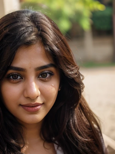 4k 2.4 photography, closeup portrait of Pakistani girl Huma 20years old semi curvy, very cute and attractive girl, with breaded hair, seductive smile her face. Hazel eyes.