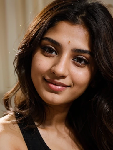 4k 2.4 photography, closeup portrait of Pakistani girl Huma 20years old semi curvy, very cute and attractive girl, with breaded hair, seductive smile her face. Hazel eyes.