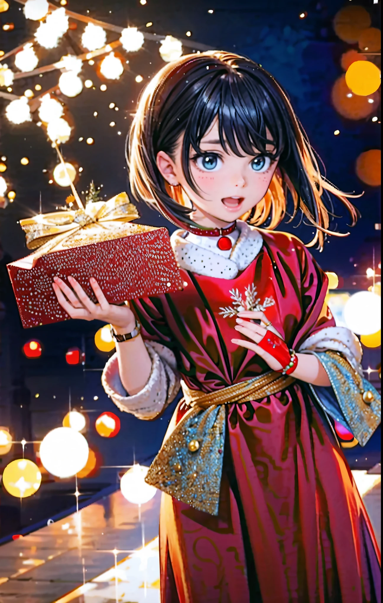 (best quality,4k,8k,highres,masterpiece:1.2),ultra-detailed,realistic,gifts,table,Christmas tree,decorations,wrapping ,bows,ribbon,presents,holiday spirit,vibrant colors,warm lighting,cozy atmosphere,toys,cards,candles,snowflakes,joyful,celebration,exquisite details,exciting surprises,shiny ornaments,sparkling tinsel,beautifully wrapped,excited children,anticipation,festive mood,magical ambiance,delightful moment,wonderful memories,family gathering,cheerful faces,Christmas magic,extravagant,abundance of presents,HDR,UHD,studio lighting,ultra-fine painting,sharp focus,physically-based rendering,professional,vivid colors,bokeh.