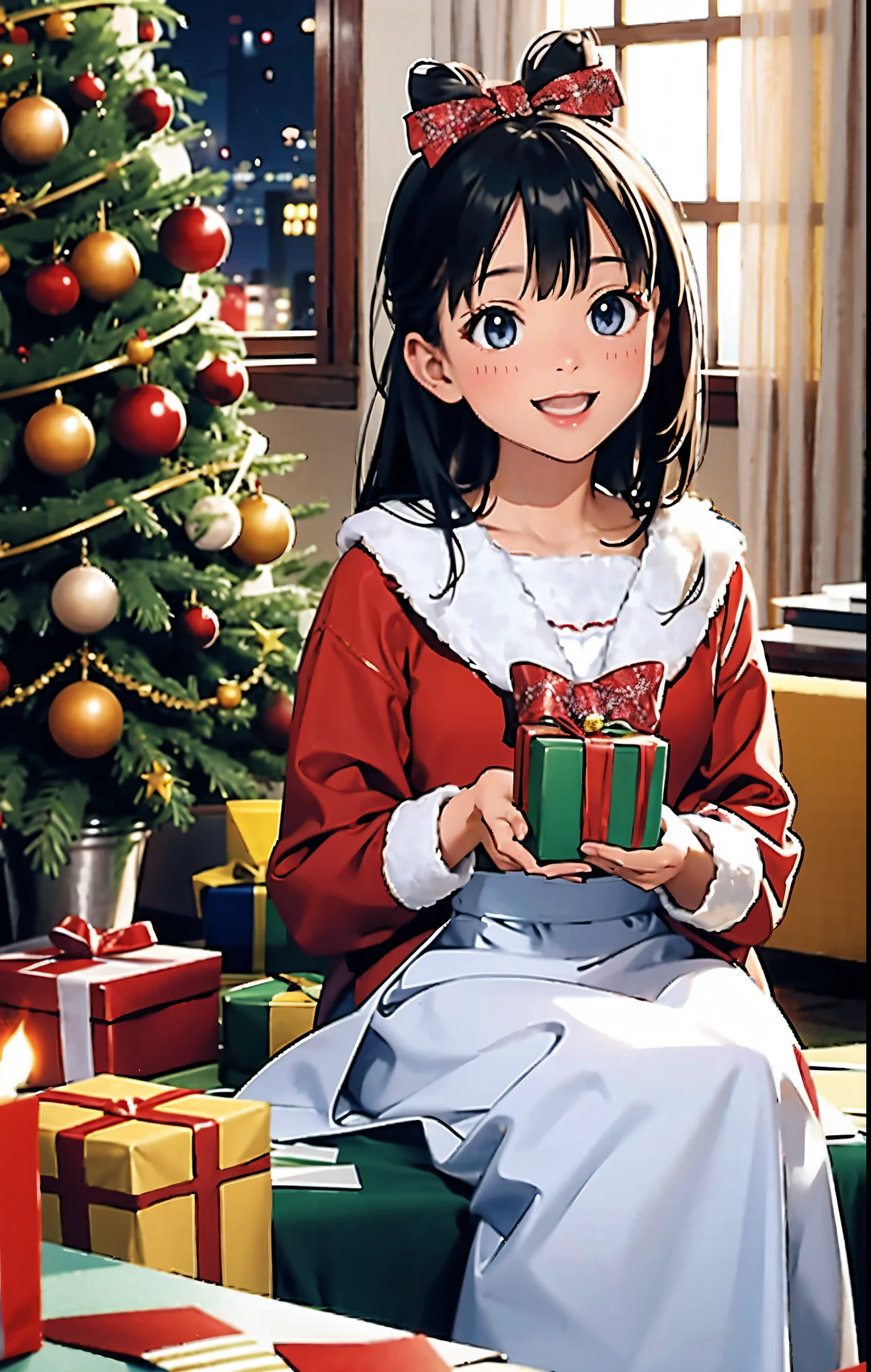 (best quality,4k,8k,highres,masterpiece:1.2),ultra-detailed,realistic,gifts,table,Christmas tree,decorations,wrapping ,bows,ribbon,presents,holiday spirit,vibrant colors,warm lighting,cozy atmosphere,toys,cards,candles,snowflakes,joyful,celebration,exquisite details,exciting surprises,shiny ornaments,sparkling tinsel,beautifully wrapped,excited children,anticipation,festive mood,magical ambiance,delightful moment,wonderful memories,family gathering,cheerful faces,Christmas magic,extravagant,abundance of presents,HDR,UHD,studio lighting,ultra-fine painting,sharp focus,physically-based rendering,professional,vivid colors,bokeh.