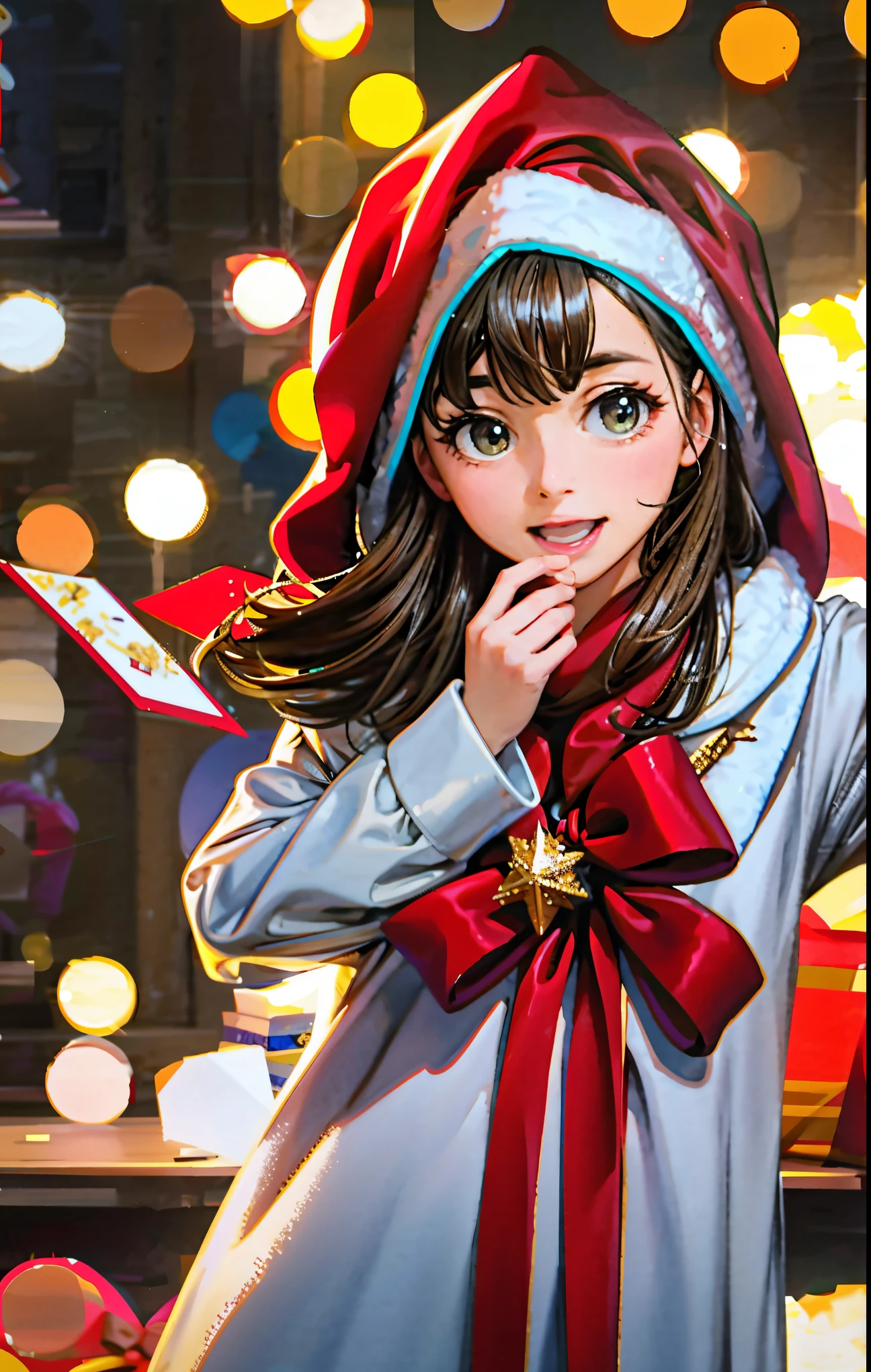(best quality,4k,8k,highres,masterpiece:1.2),ultra-detailed,realistic,gifts,table,Christmas tree,decorations,wrapping ,bows,ribbon,presents,holiday spirit,vibrant colors,warm lighting,cozy atmosphere,toys,cards,candles,snowflakes,joyful,celebration,exquisite details,exciting surprises,shiny ornaments,sparkling tinsel,beautifully wrapped,excited children,anticipation,festive mood,magical ambiance,delightful moment,wonderful memories,family gathering,cheerful faces,Christmas magic,extravagant,abundance of presents,HDR,UHD,studio lighting,ultra-fine painting,sharp focus,physically-based rendering,professional,vivid colors,bokeh.