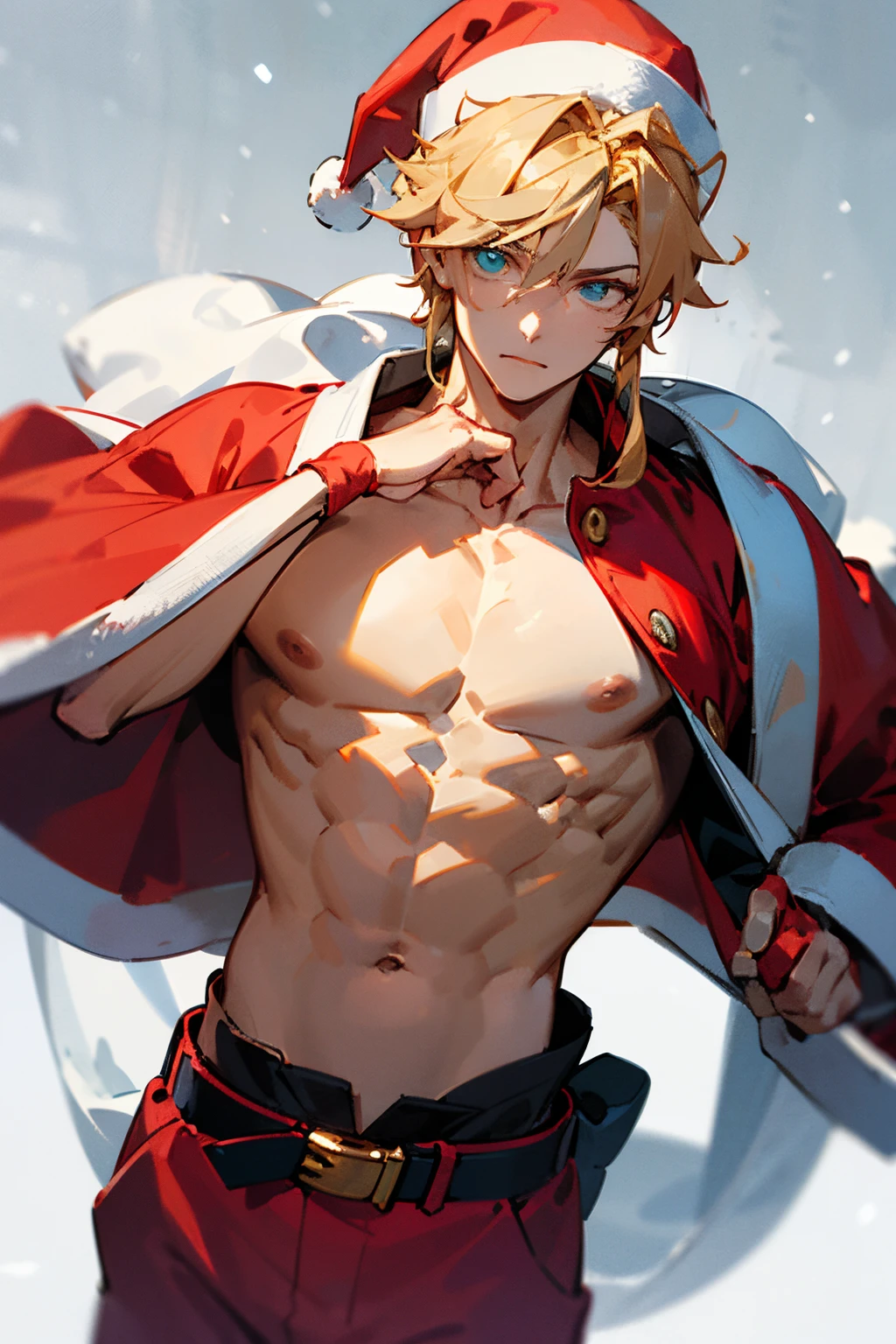 (absurdres, highres, ultra detailed, HDR) master piece, best quality, Gilgamesh, blond hair, expressive red eyes, golden earrings, Fate Grand Order, solo, sexy man, handsome, toned chest, red tattoo, horny, erotic, fully naked, no clothes, naked, man hood, erection, dick, room, window, red curtains