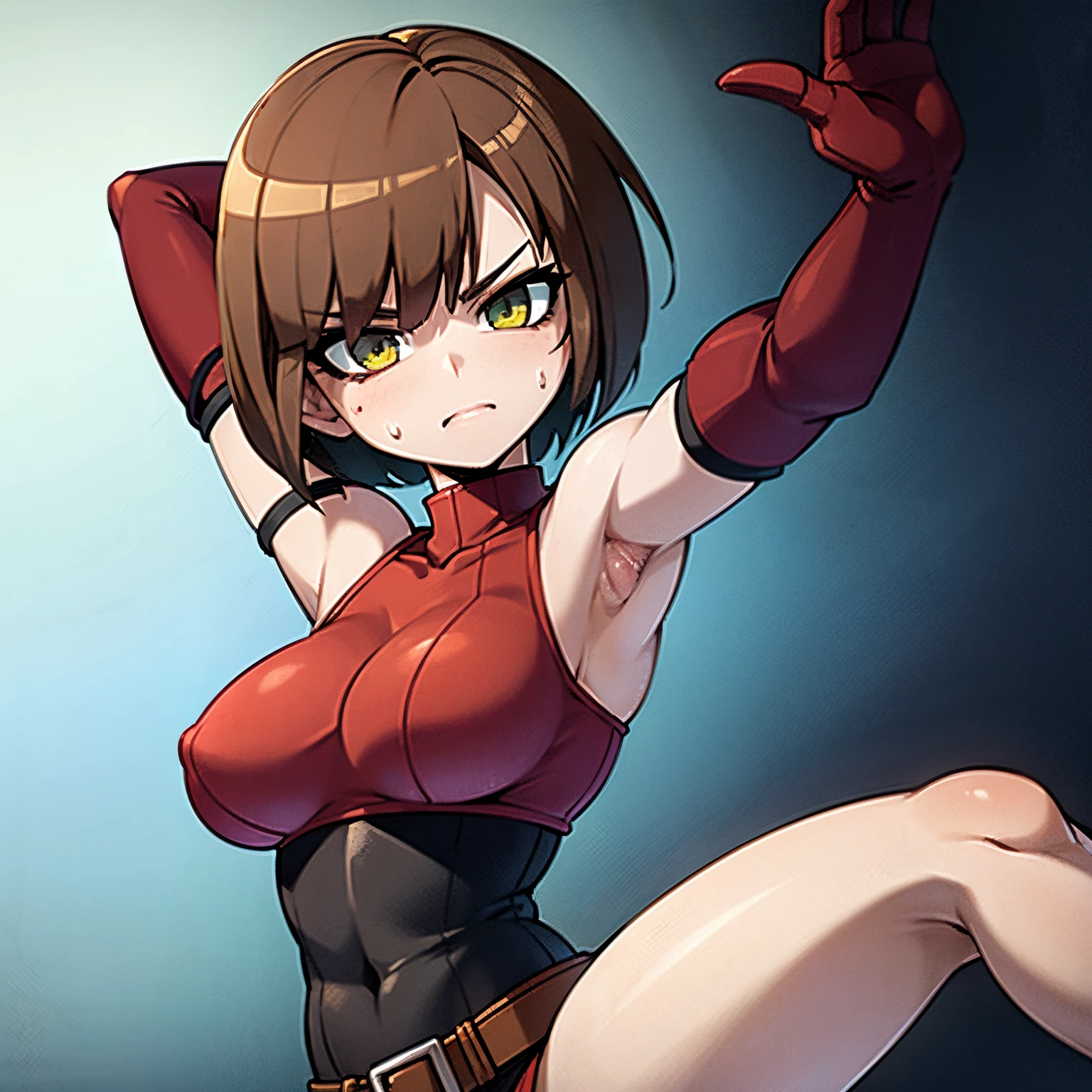 Regina(Dino Crisis), Armpit showing, Hairy, Sweating