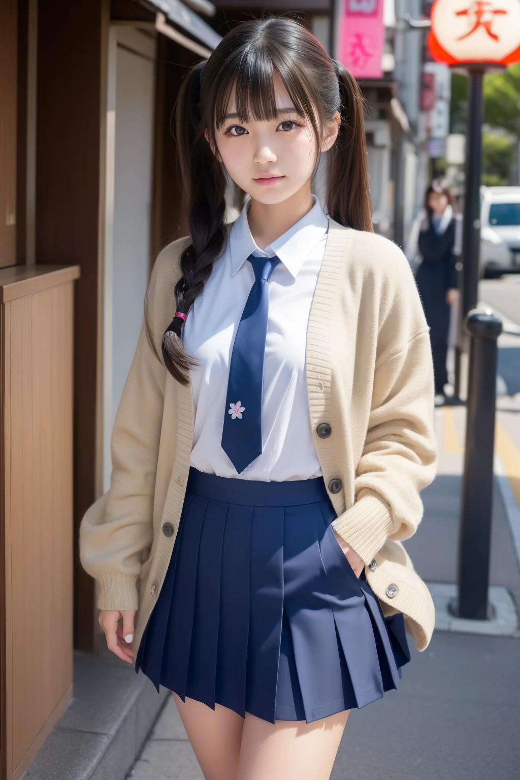 Girl in uniform cardigan for photo, Two beautiful Japan girls、 14years、Neon Street Stand、, gorgeous  japanese model, long twintail、Diamond necklace、耳Nipple Ring、Lovely woman, goddess of Japan, Gorgeous young Japan woman, a japanese girl, Junior high school student attire、Japan girls, beautiful sexy woman photo, beautiful goddess, Beautiful Japan junior high school student, Phenomenally cute、Inviting eyes