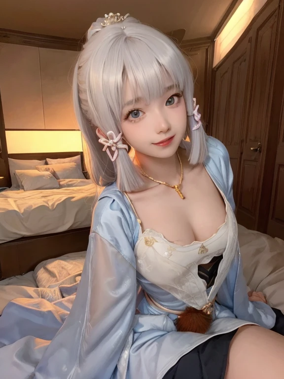1 sister, (Bottom view a), light smile, Lie down in bed, Raise Hand, sexy for, realistically, realistically, The face is red, k hd, depth of fields, (Add details:1.5), (Detailed pubic hair:1.5),violent,clear clothing