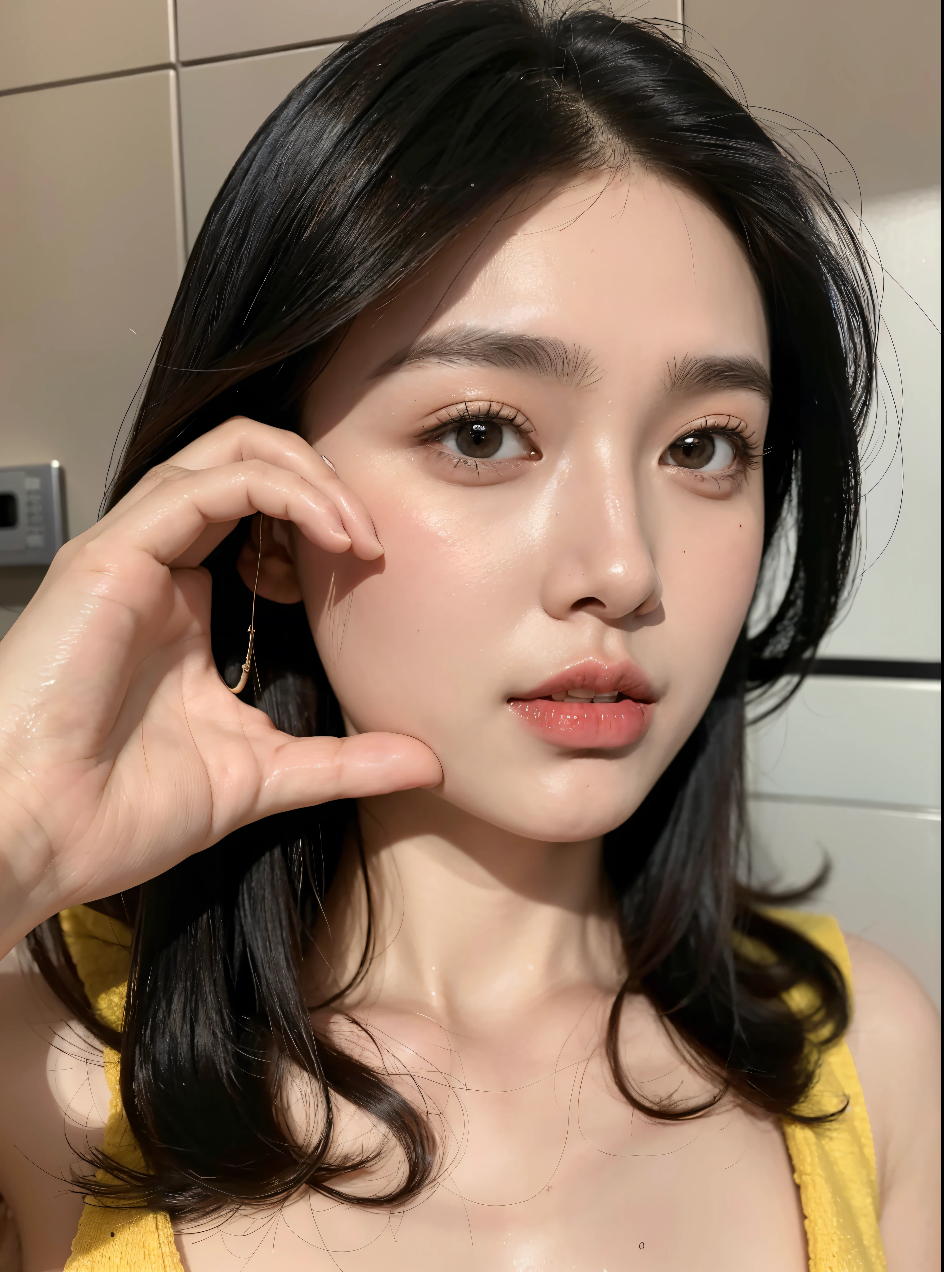 There's a woman typing in the bathroom, 2 7 years old, 2 8 years old, 2 9 years old, 3 2 - year - old, louise zhang, wenfei ye, 23years old