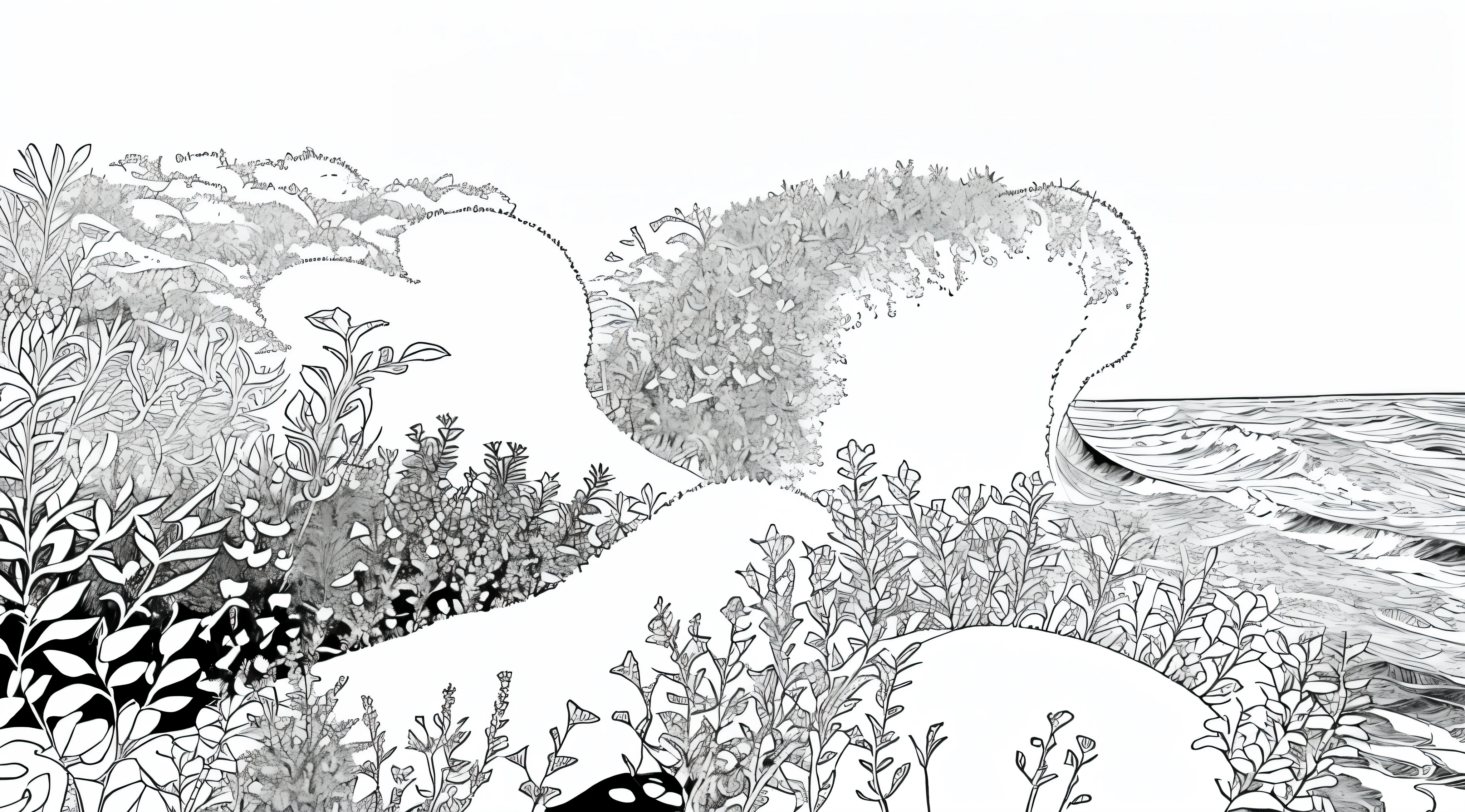 Generate black and white herbal ocean and white!