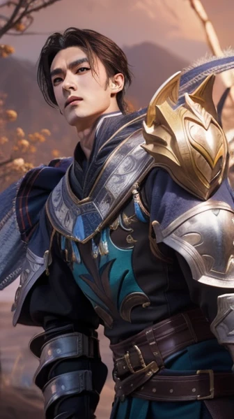 Real life adaption of this character,his name is Zilong from Mobile Legend,handsome handsome face,realistic light,realistic shadow,realistic background,(photorealistic:1.2), realistis armor