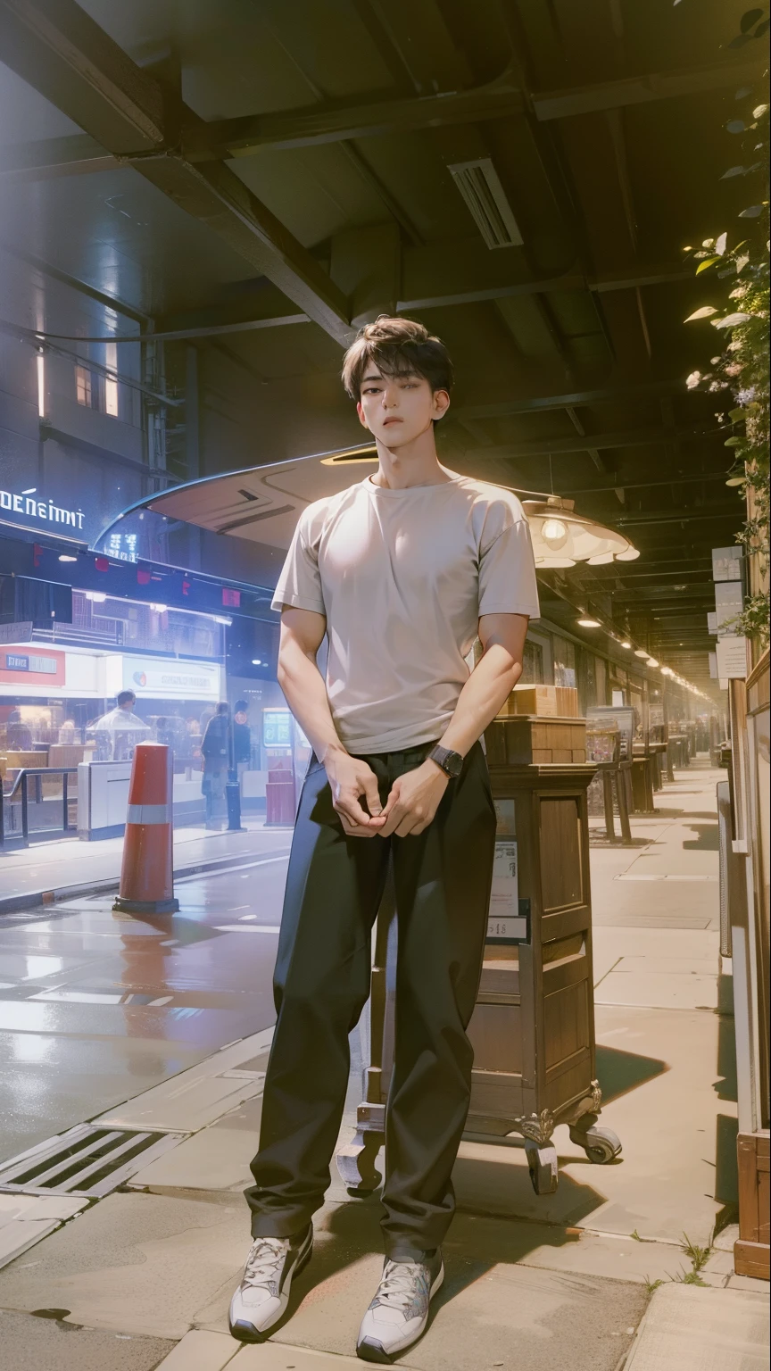 Masterpiece, high quality, best quality, HD, realistic, perfect lighting, detailed body, 1 man.