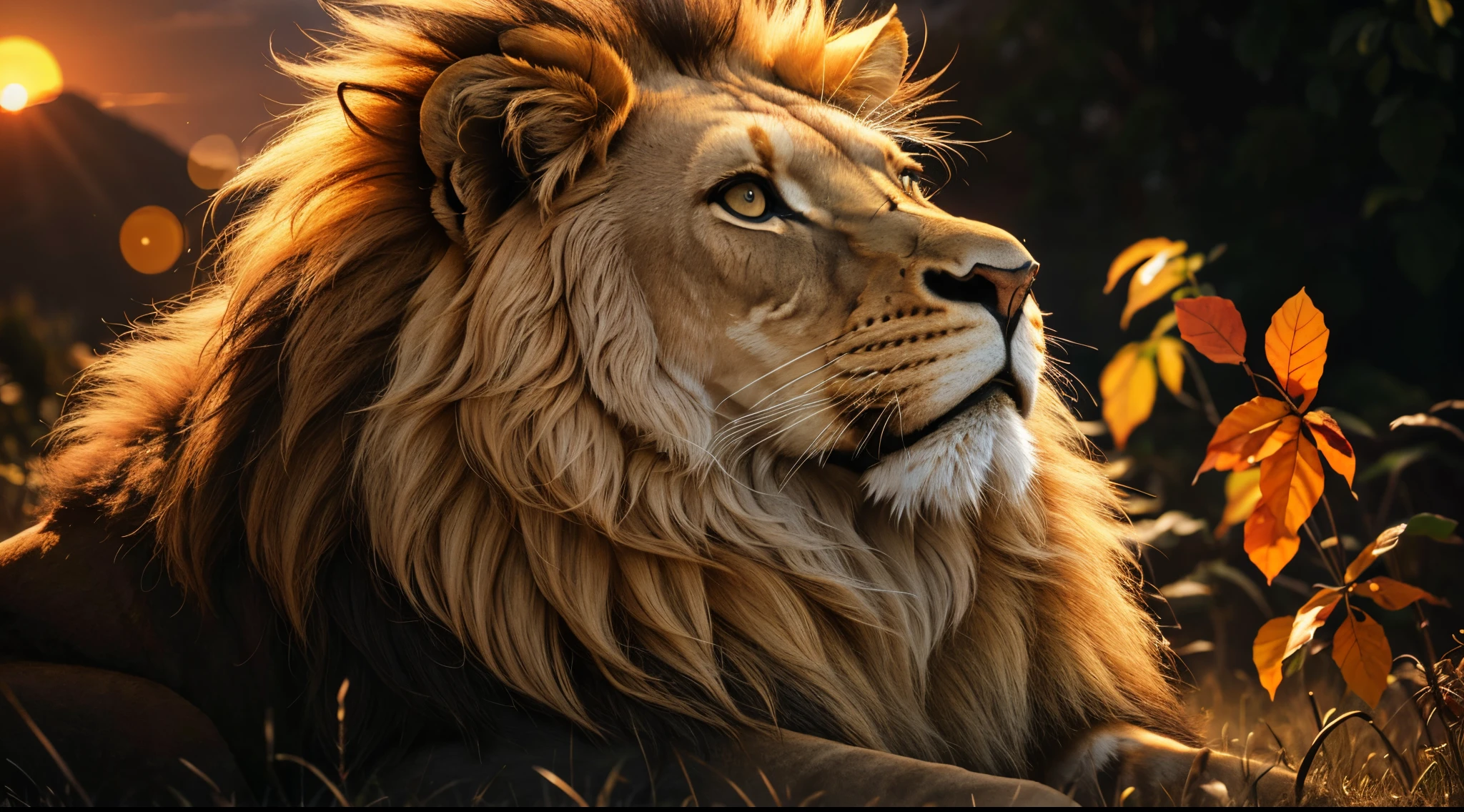 Lion, Divine Lion, naturais, Natureza, Natureza, Linda, renderizado, fotorrealista, UltraHD, 4k, texturasdetalhadas, thunders, sombras detalhadas, cores detalhadas, por do sol, sol se pondo, Sunset, Natureza Linda, Great Divine, por do sol, contraste detalhado, contraste realista, alta resolução, cores detalhadas, fogo, eletricidade, divina criatura, 8k, Detailed Realistic, 16K, 8K, HD