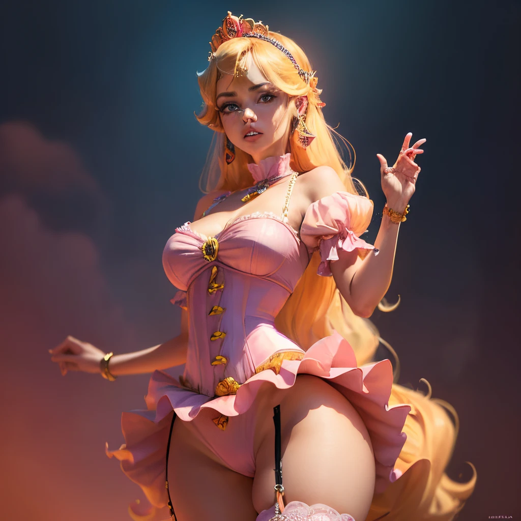 (princesa), ((Princesa peach)), (((sexy))), (cara detallada), (manos detallados), ((tetona), (((absurdamente tetona))), ((culona)), (((absurdamente culona))), (8k)