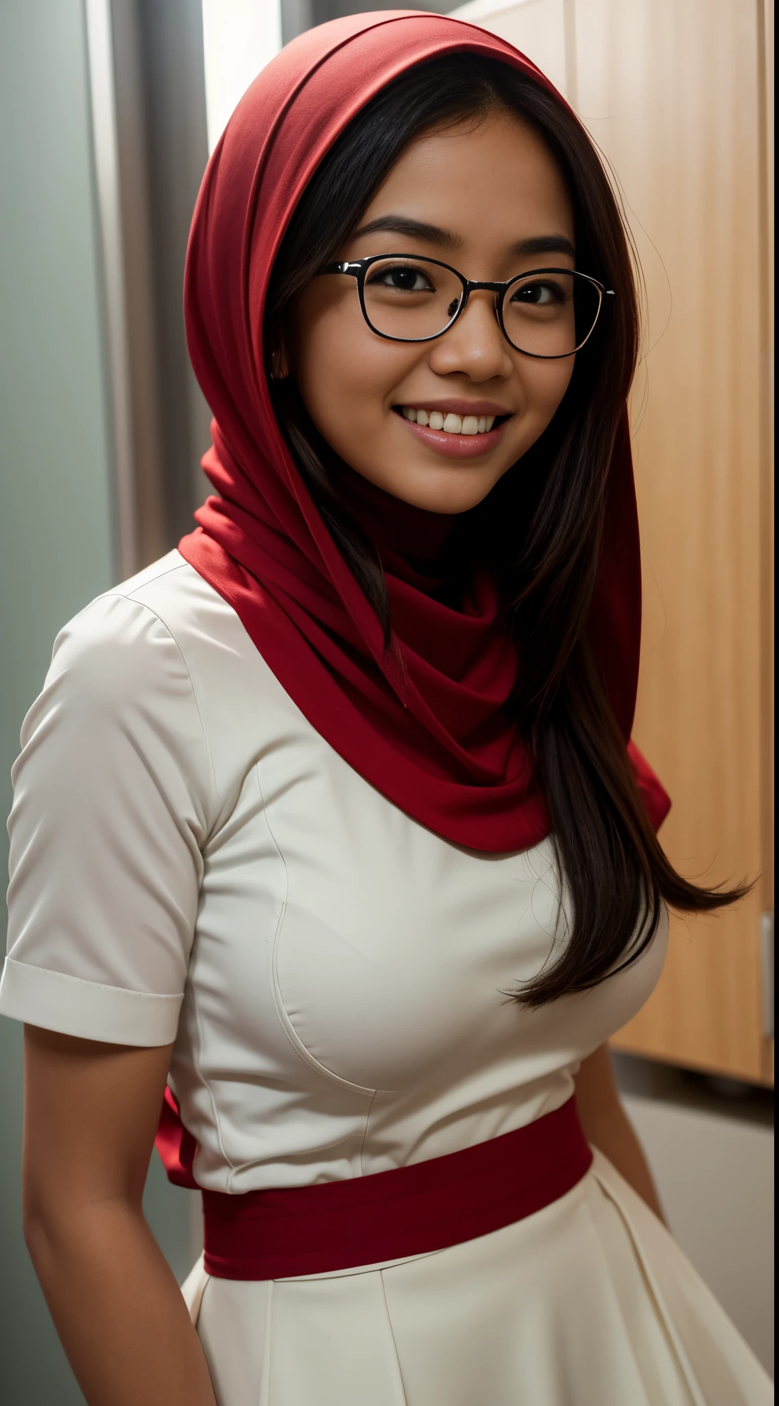 (iu:0.8),((small breast)),  RAW, Best quality, high resolution, Masterpiece: 1.3, Beautiful glasses javanese woman in colorful hijab, Masterpiece, Perfect slim body, Beautiful big eyes, Soft smile, Wearing open chest kimono,face cover with sperm liquid