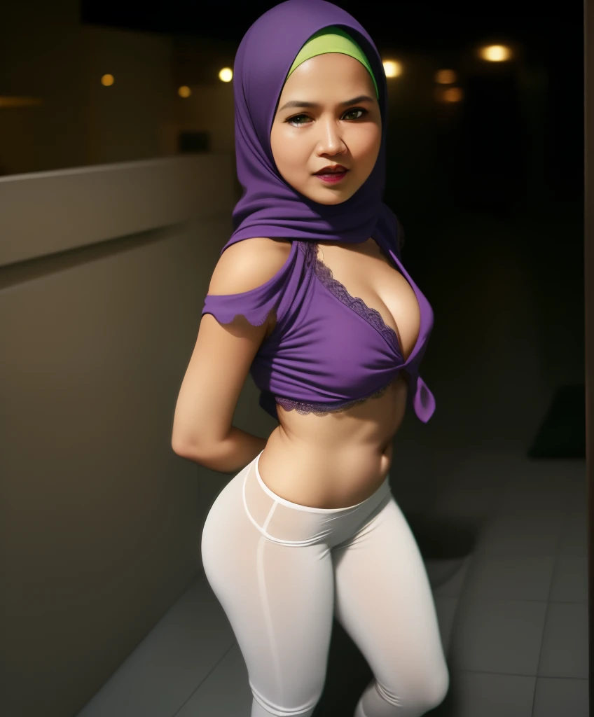 ((MALAY HIJAB GIRL)), 58 years Old, Hijab Indonesian mature woman, Flat  : -0.1, ((FLAT )), ((TIGH DRESS)), (()), ((GREEN LIPS)), ((TRANSFARENT)), ((GREEN LACE)),