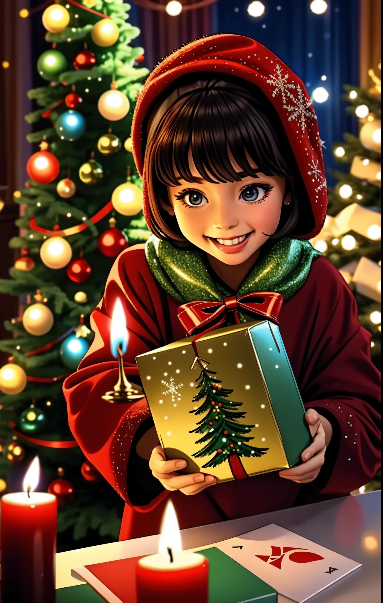 (best quality,4k,8k,highres,masterpiece:1.2),ultra-detailed,realistic,gifts,table,Christmas tree,decorations,wrapping ,bows,ribbon,presents,holiday spirit,vibrant colors,warm lighting,cozy atmosphere,toys,cards,candles,snowflakes,joyful,celebration,exquisite details,exciting surprises,shiny ornaments,sparkling tinsel,beautifully wrapped,excited children,anticipation,festive mood,magical ambiance,delightful moment,wonderful memories,family gathering,cheerful faces,Christmas magic,extravagant,abundance of presents,HDR,UHD,studio lighting,ultra-fine painting,sharp focus,physically-based rendering,professional,vivid colors,bokeh.