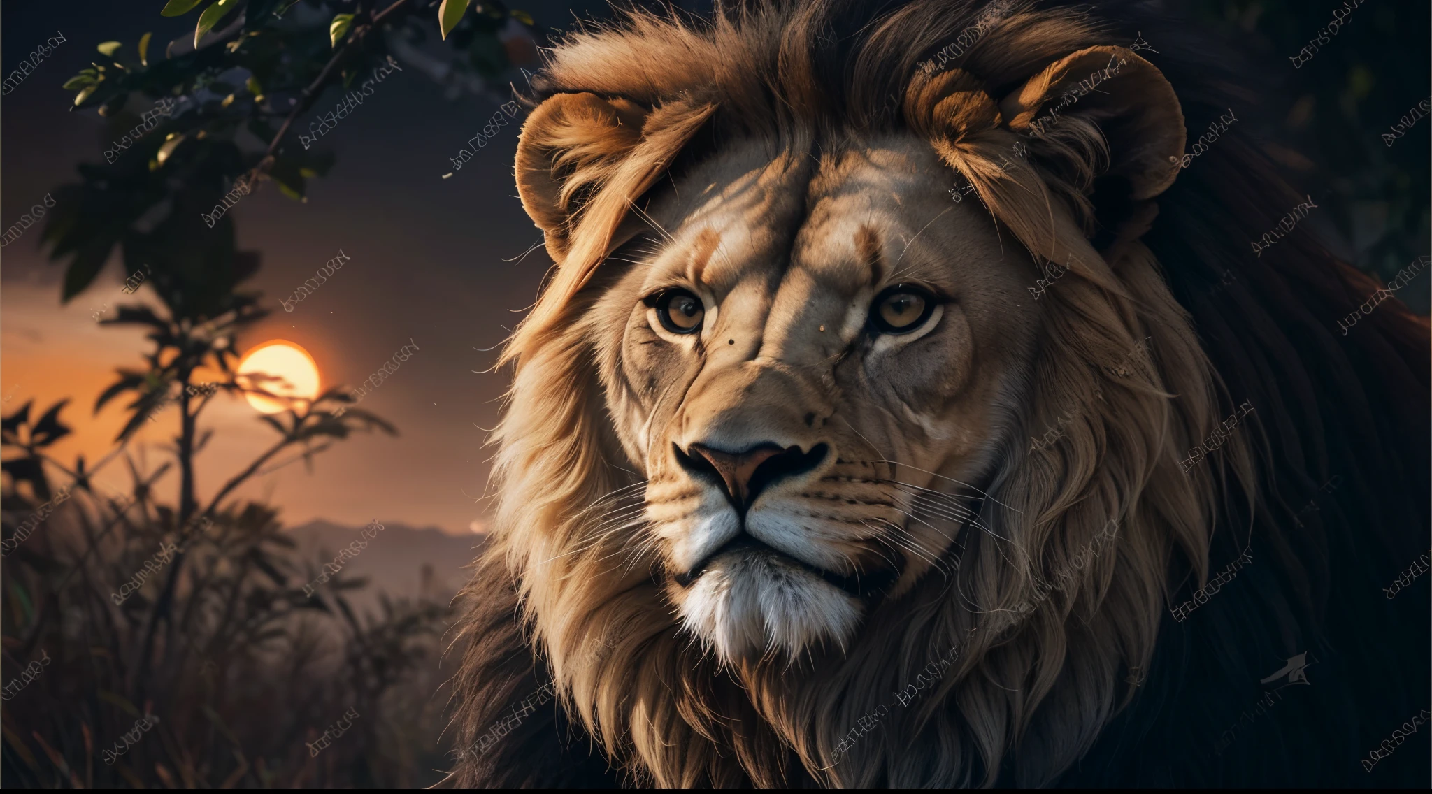 Lion, Divine Lion, naturais, Natureza, Natureza, Linda, renderizado, fotorrealista, UltraHD, 4k, texturasdetalhadas, thunders, sombras detalhadas, cores detalhadas, por do sol, sol se pondo, Sunset, Natureza Linda, Great Divine, por do sol, contraste detalhado, contraste realista, alta resolução, cores detalhadas, fogo, eletricidade, divina criatura, 8k, Detailed Realistic, 16K, 8K, HD