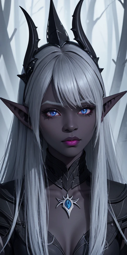 (8k), sharp focus, highres, 1girl, drow, colored skin, dark elf, pointy ears, (high quality:1.2), (high detail:1.2), (masterpiece:1.2), (extremely detailed:1.2)