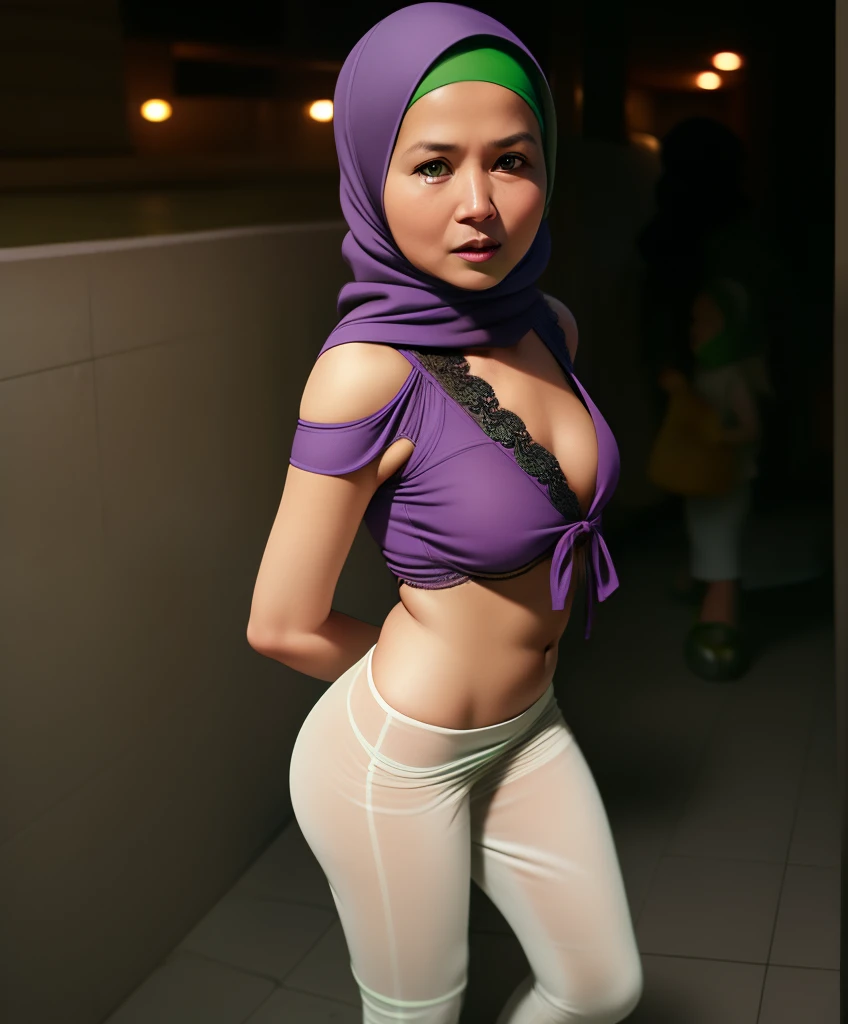 ((MALAY HIJAB GIRL)), 58 years Old, Hijab Indonesian mature woman, Flat Tits : -0.1, ((FLAT CHEST)), ((TIGH DRESS)), ((UNDRESS)), ((GREEN LIPS)), ((TRANSFARENT)), ((GREEN LACE)),