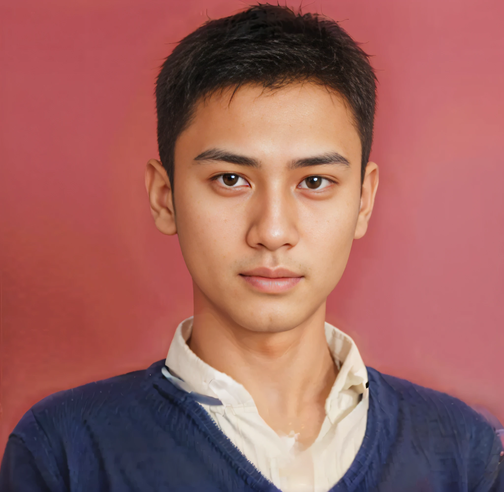 Young boy Aarav wore a blue sweater and a white shirt..., About 1 year old,9 years, nivanh chanthara, south east asian with round face, thawan duchanee, mohammed abbasi, 13 years old, 1 7 years old - thin-faced boy, mohamed chahin, age is 18 years old