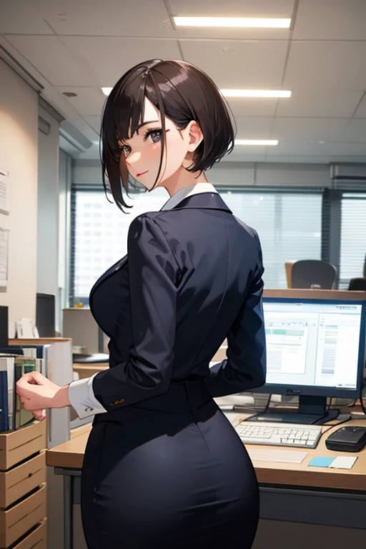 Beautiful Mature Woman、s Office、Officelady、facing back