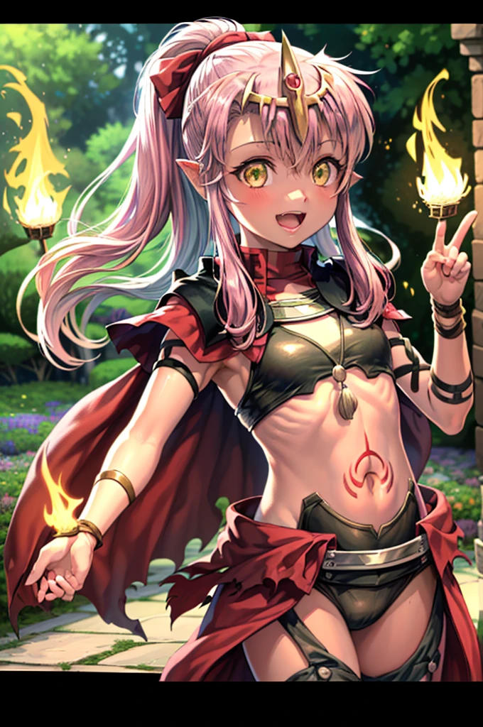 (Well defined female:0.9),(masterpiece:0.8),(absurdres:1.2),(wet clothes:0.6),(elf ears:0.9),(elven forest:0.5),(messy shiny dark short hair:0.7),(long messy side ponytail:0.7),(deep black eyes:0.8),