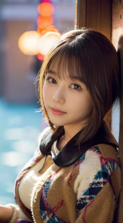 natta(Photorealistic), (ultra high realistic), (Ultra high definition), (ultra high detailed), (Increase contrast), (Increase saturation), ( girl), (light skinned)A pretty woman with perfect figure, Cute face, Beautiful expression, (Lifelike face), Beautiful hairstyle, Realistic eyes, beautiful detail, (real looking skin), Beautiful skins, enticing, The ultra -The high-definition, A hyper-realistic, Realistic, Very detailed, Japanese, a short bob, bangss, (Wool short coat and knee-high boots、japanese cute idol, Tartan check)((Very short miniskirt)) Gentle smile, Brown hair,、The cleavage looks bold、beutiful breast、thin-waist、big butts、Riding the Ferris wheel((sitting and looking at the scenery ))、