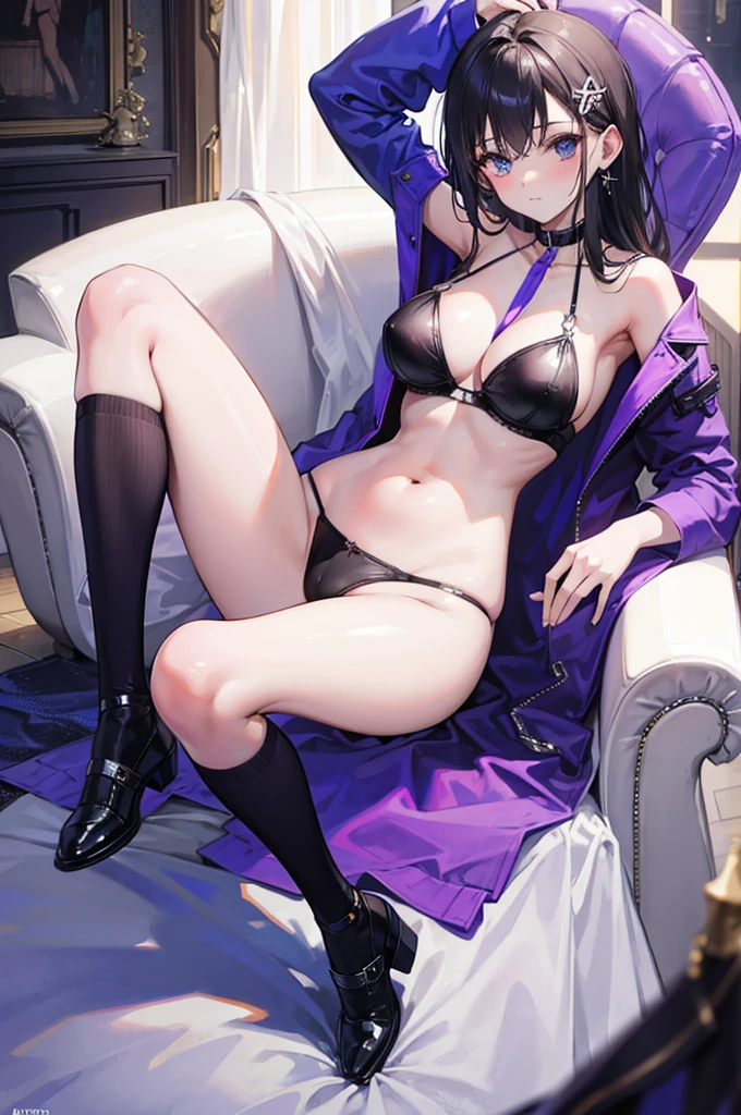 Una mujer extremadamente hermosa, completamente desnudo, hermoso cuerpo, Dramatic lighting, Pintura extremadamente detallada, acostada en la cama