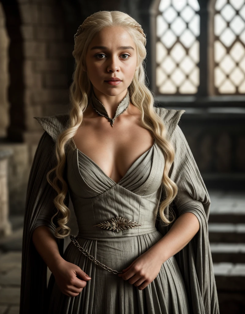 Masterpiece, daenerys targaryen, gorgeous woman, queen, Queen Lady, Princess of Dragonstone, black mole on the chest, Unburned, Queen Meereen, Queen of the Andals, Roynar and the First Men (plaintiff), Defender of the Seven Kingdoms (plaintiff), Khaleesi of the Great Grass Sea, Shackle Breaker, Mother of Dragons, tome, Who was promised, Lady of Dragonstone , 35 years old, Now she's a grown lady, Beautiful mature lady, queen, Beauty, Mature Queen, Best Quality, Little, Charming beauty, Charming woman, Fully mature MILF body, Lustful Queen, Alluring appearance, Unparalleled beauty, Wonderful breasts, large breasts, Medieval erotic costumes, Game of Thrones costume, Close-up of a woman from the Middle Ages, daenerys targaryen, Daenerys, reminiscent of Emilia Clarke, Emilia Clarke, Scene from "Game of Thrones," deep cleavage, Warrior princess, healthy body, Perfect fat body, attractive figure, fleshy body, style of "Game of Thrones," Beautiful lady, a handsome female, medieval garb, stunning woman, 8K, insane details, dress made of clothes and jewelry, Perfect hair, Styled hair, perfect arms, Perfect fingers, Perfect eyes