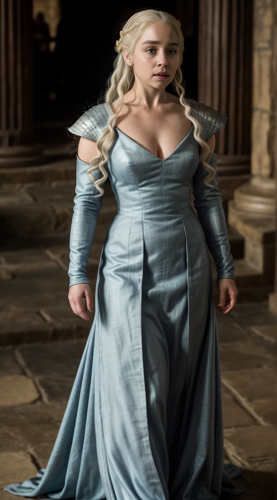 full body view, perfect light masterpiece, daenerys targaryen, gorgeous woman, queen, Queen Lady, Princess of Dragonstone, black mole on the chest, Unburnt, Queen Meereen, Queen of the Andals, Roynar and the First Men (plaintiff), Defender of the Seven Kingdoms (plaintiff), Khaleesi of the Great Grass Sea, Shackle Breaker, Mother of Dragons, tome, Who was promised, Lady of Dragonstone , Best Quality, Little, Charming beauty, Charming woman, Full body mature milf, Lustful Queen, Alluring appearance, incomparable beauty, Medieval costumes, Game of Thrones costume, woman from the middle ages, daenerys targaryen, Daenerys, reminiscent of Emilia Clarke, Emilia Clarke, Scene from "Game of Thrones," deep cleavage, Warrior princess, healthy body, attractive figure, fleshy body, style of "Game of Thrones, Beautiful lady, a handsome female, medieval garb, stunning woman, 8K, insane details, dress made of clothes and jewelry, Perfect hair, Styled hair, perfect arms, Perfect fingers, Perfect eyes