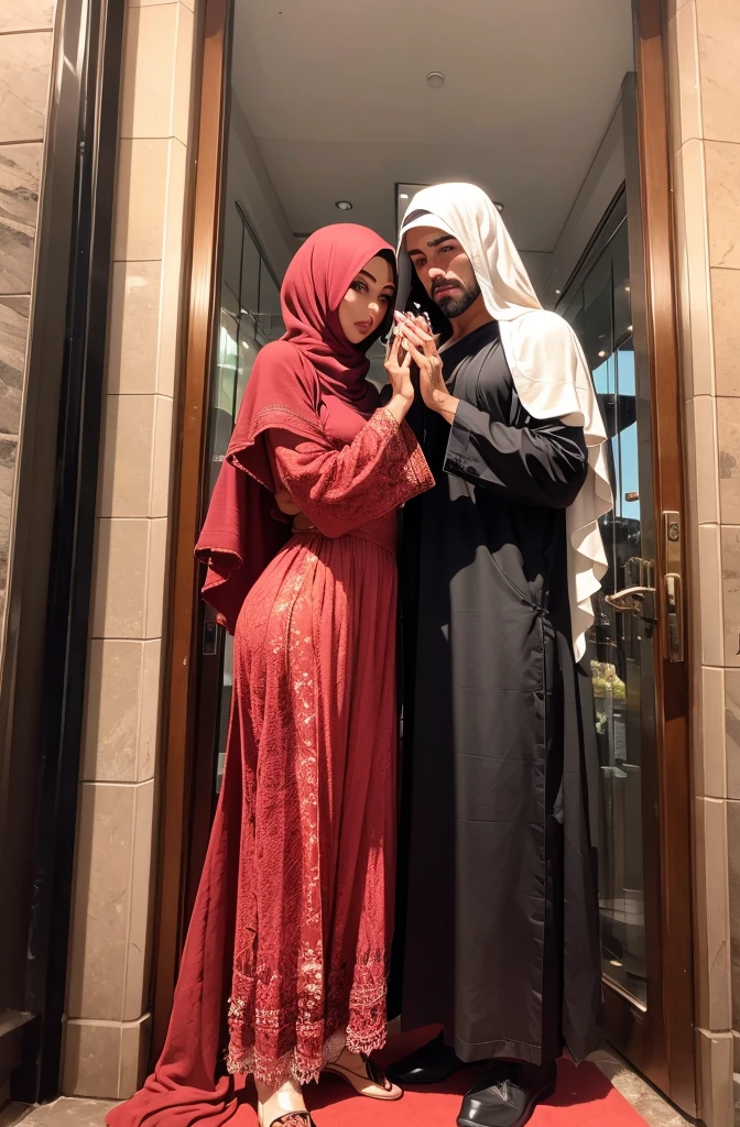 faaris azura and kim kardashian, arabic style, aesthetic, praying, mosk, thobe
