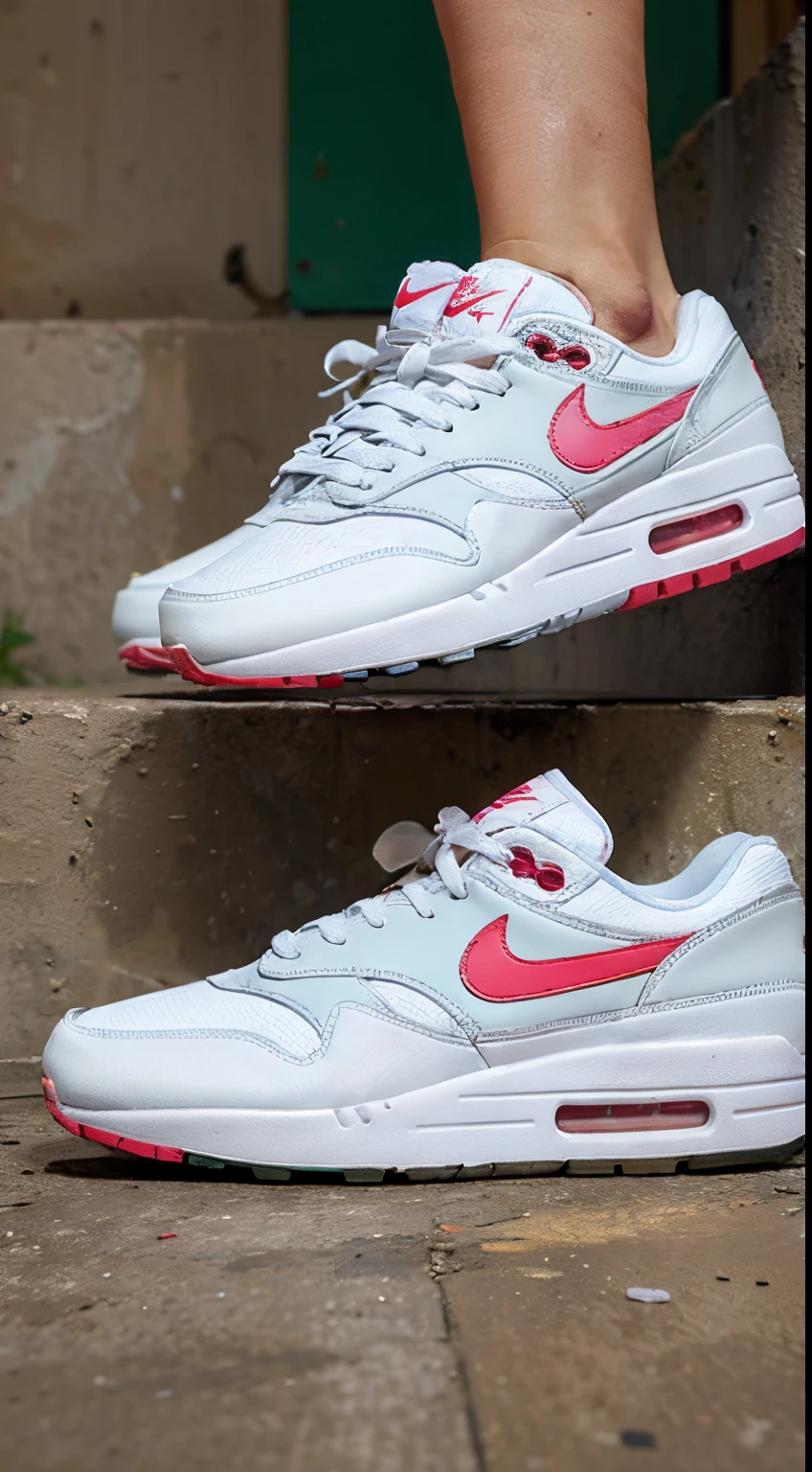 Nike air max 1, made of paint, with nude colors, soft colors, oil paint, highly detailed, advertisement, nike, nike logo, painting, wall art, poster