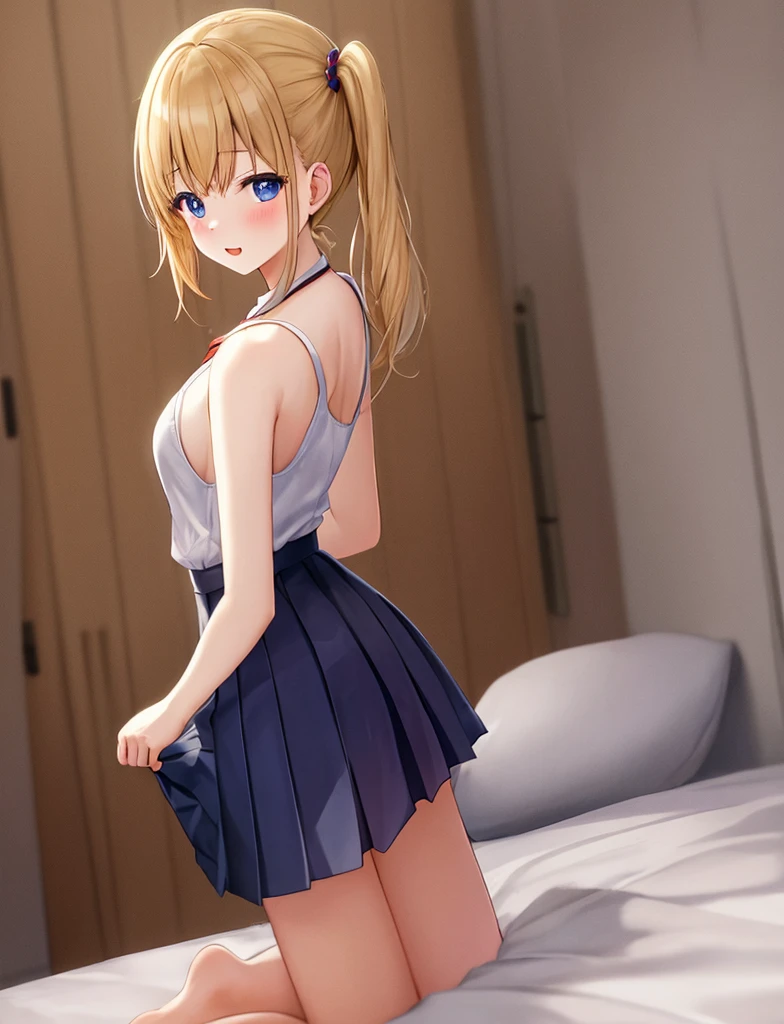 Cute girl masturbates naked in bed、Plain milk、Beautiful、Beautiful、Beautiful body、A slender、Normal bit、Cowgirl、poneyTail、masturbation